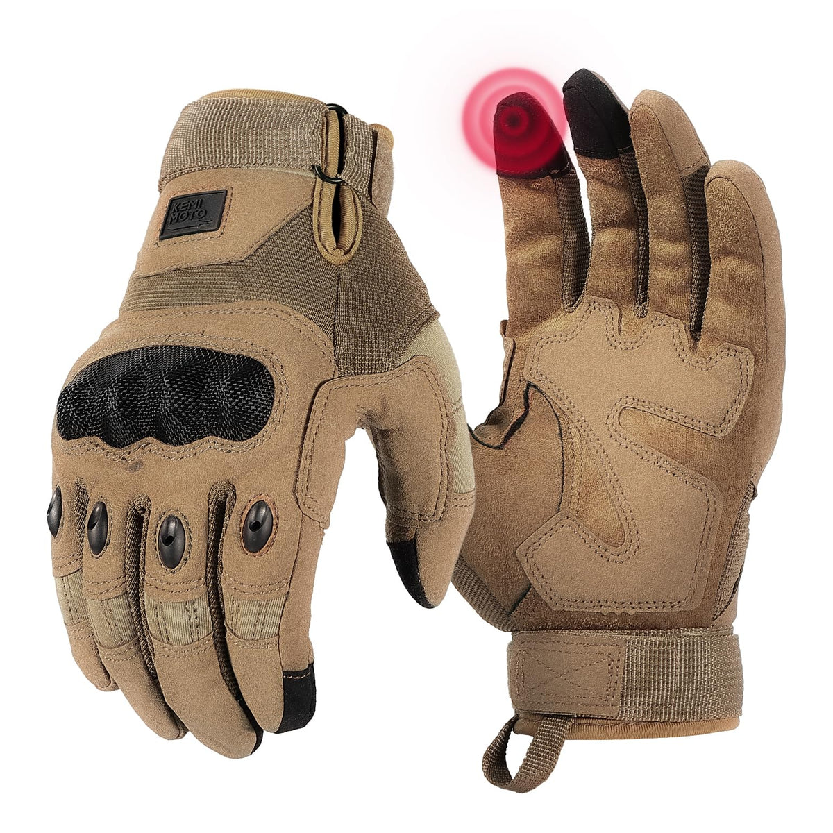 KEMIMOTO Tactical Gloves for Men, Touchscreen Motorcycle Gloves with Hard Shell & Palm Padding for Sports Motorcycle Cycling Tactical Airsoft Paintball Hunting Hiking