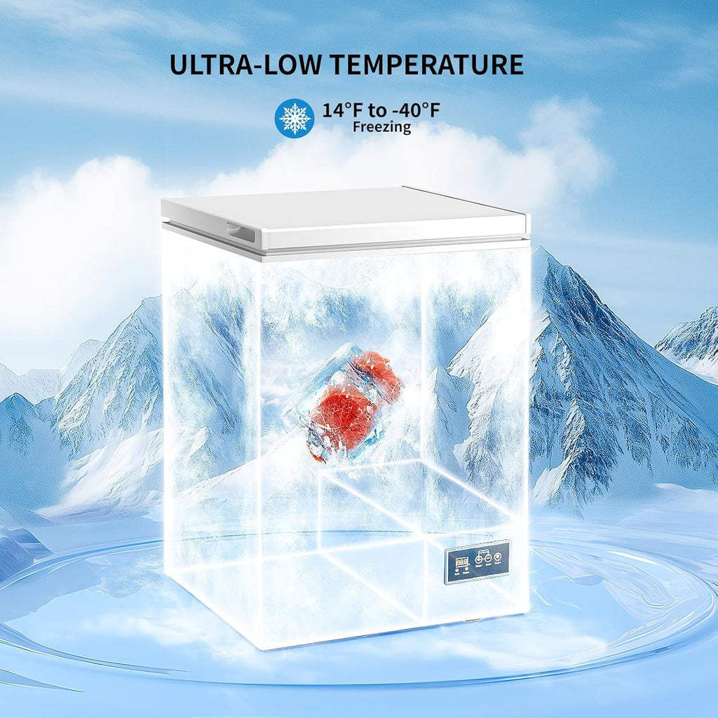 Kismile 3.5 Cu.Ft. Compact Chest Deep Freezer, Top-Opening Design