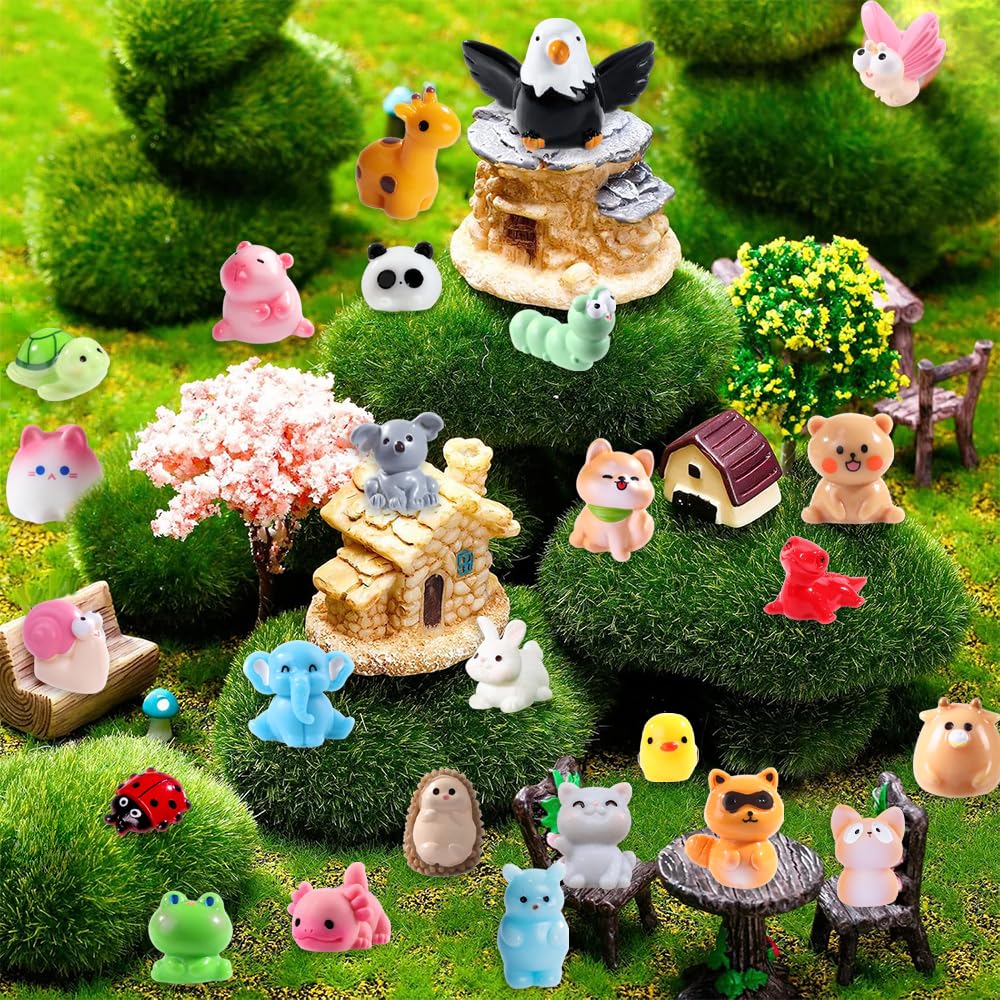 DIYDEC 40PCS Christmas Mini Ducks Figures Toys Miniature Resin Animal Decor