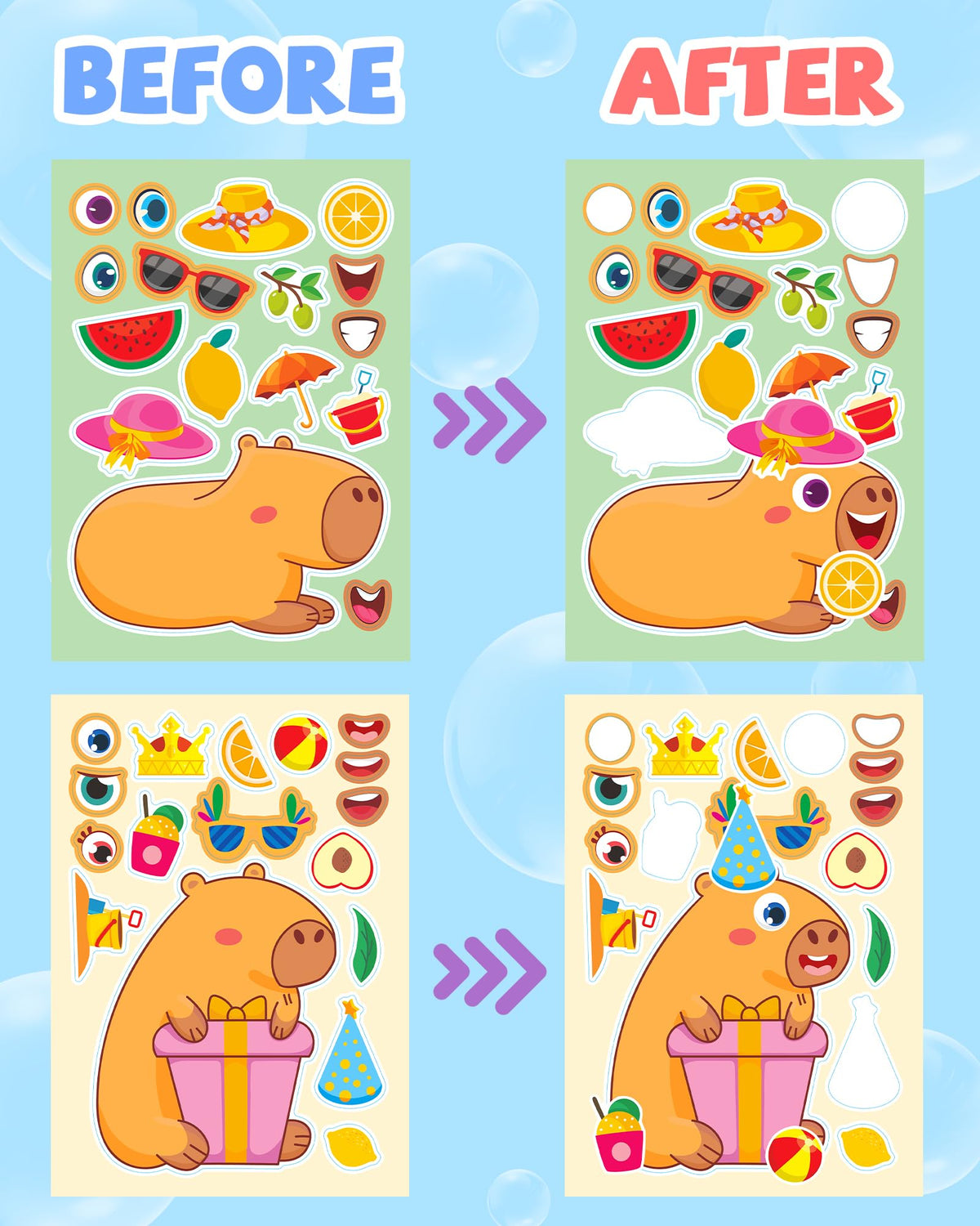 24 Pcs Make Your Own Axolotl Sticker, Party Favors Face Stickers for Kids