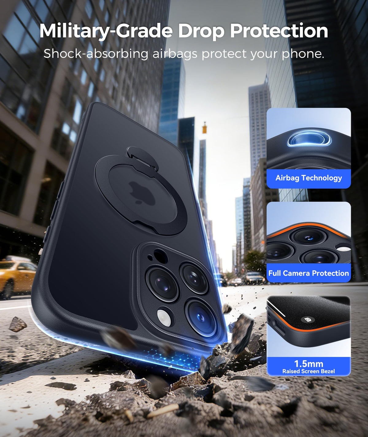 FNTCASE for Samsung Galaxy Z Fold 7 Case with 360 Spin Magnetic Stand Black