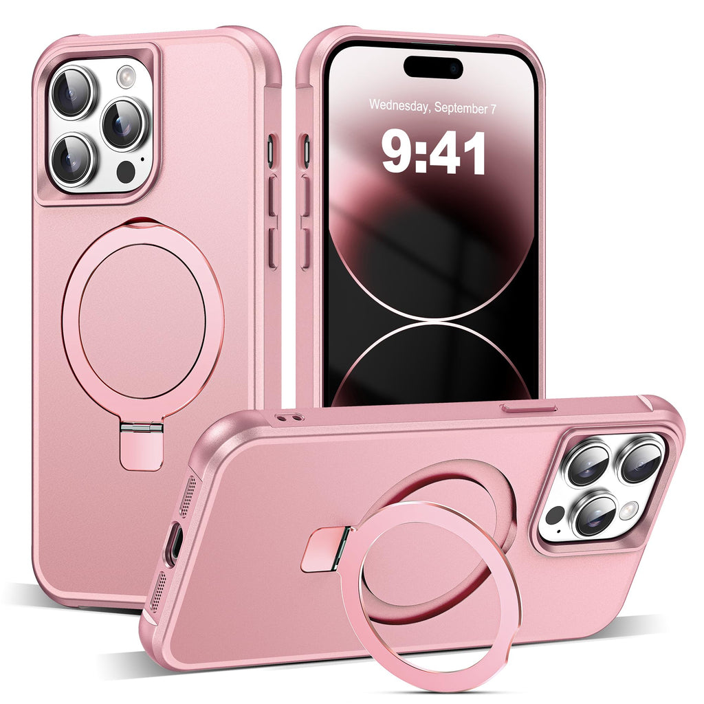 SKYLMW Compatible with iPhone 17 Case with Stand,Rose Gold