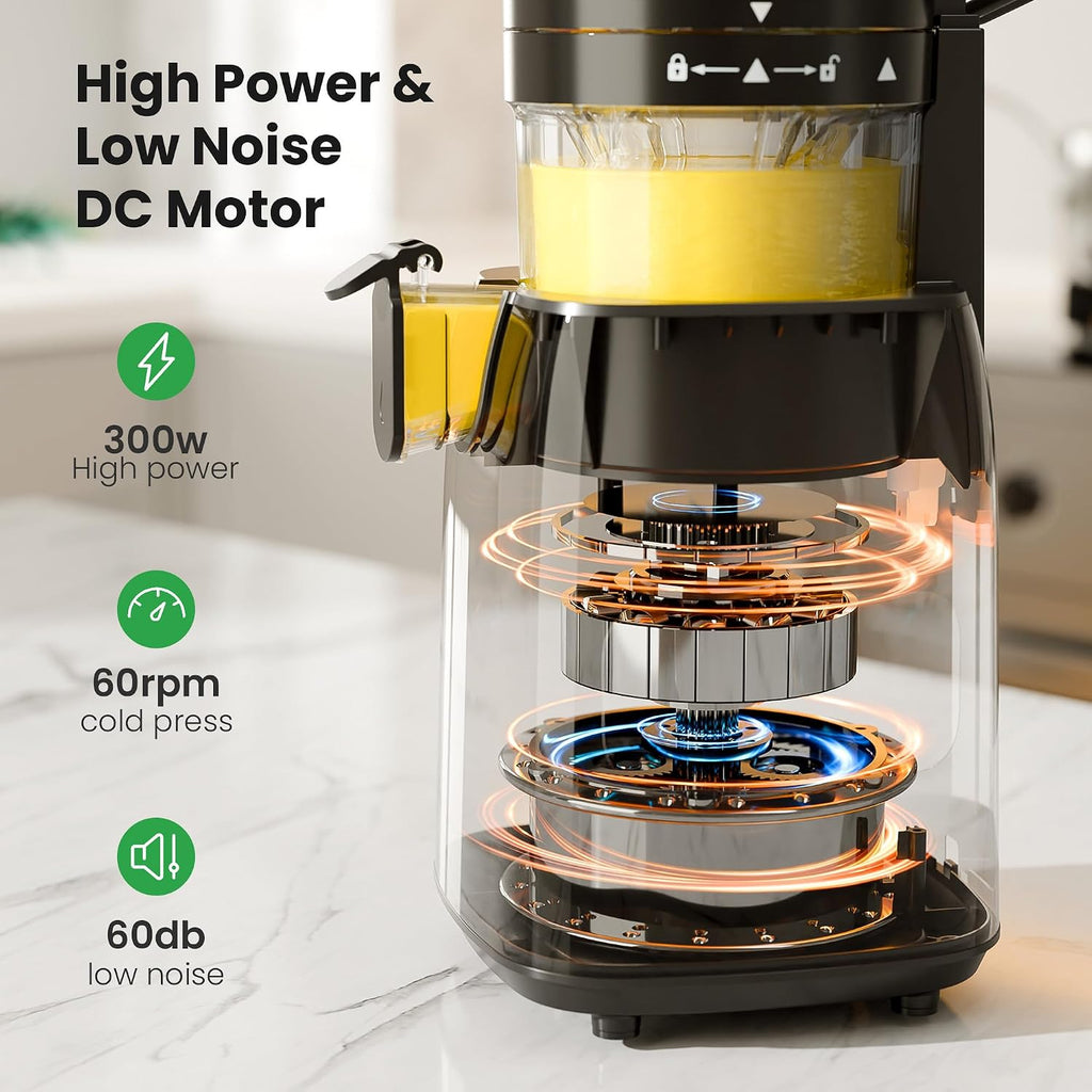Kismile Cold Press Juicer, 5.6" Wide Chute Juicer Machine, Stainless Steel