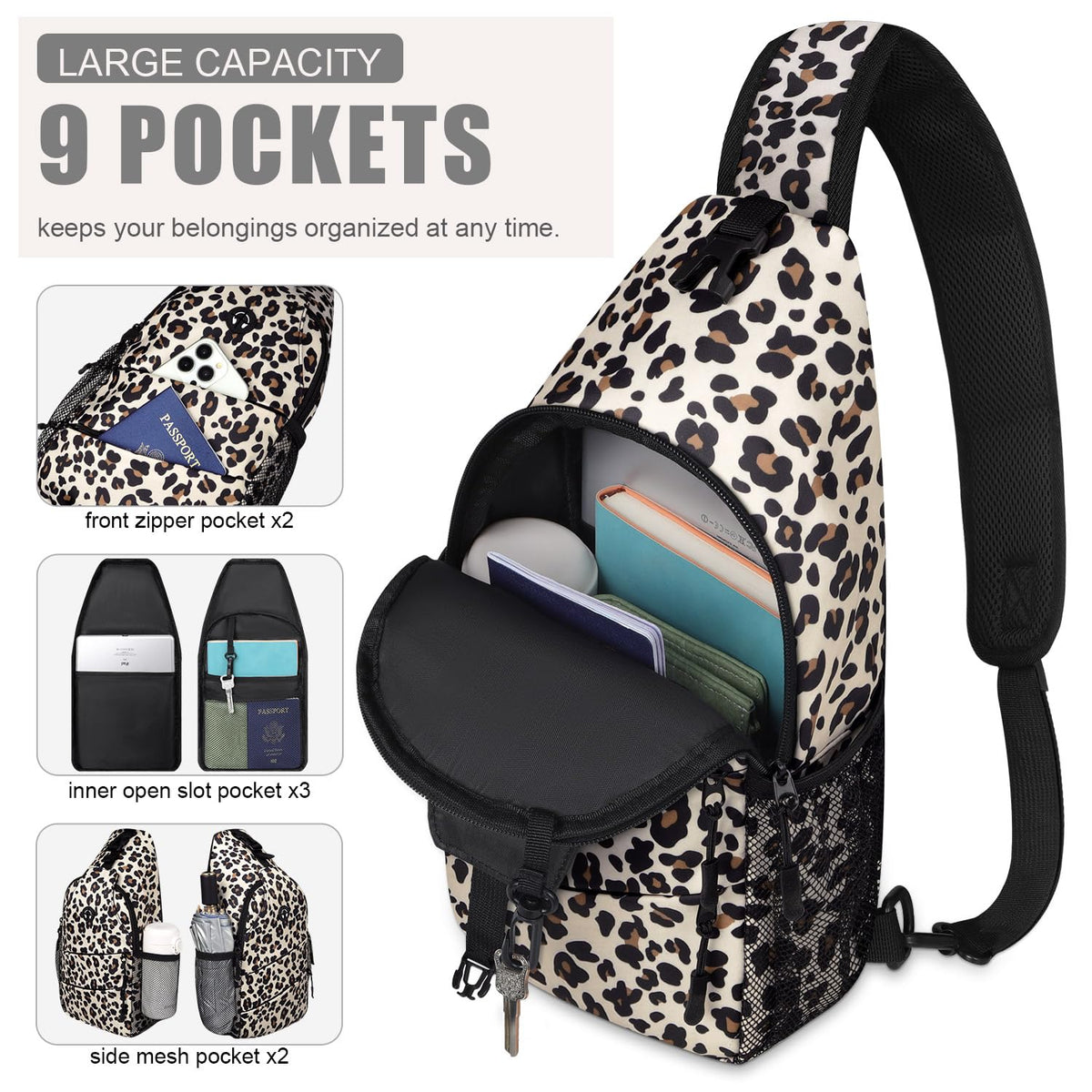 Pritent Crossbody Bags for Women Men Trendy Sling Bag Backpack Casual Chest Bag with Convertible Shoulder Strap