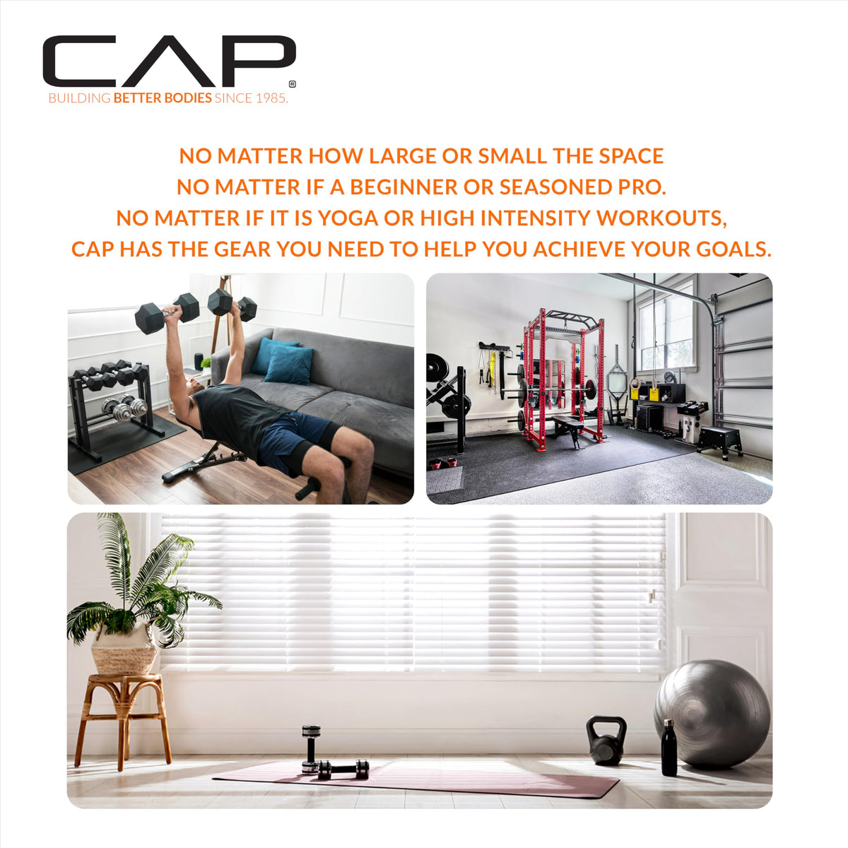 CAP Neoprene Dumbbell Pairs & Sets, Non-Slip Grip, Hex Design