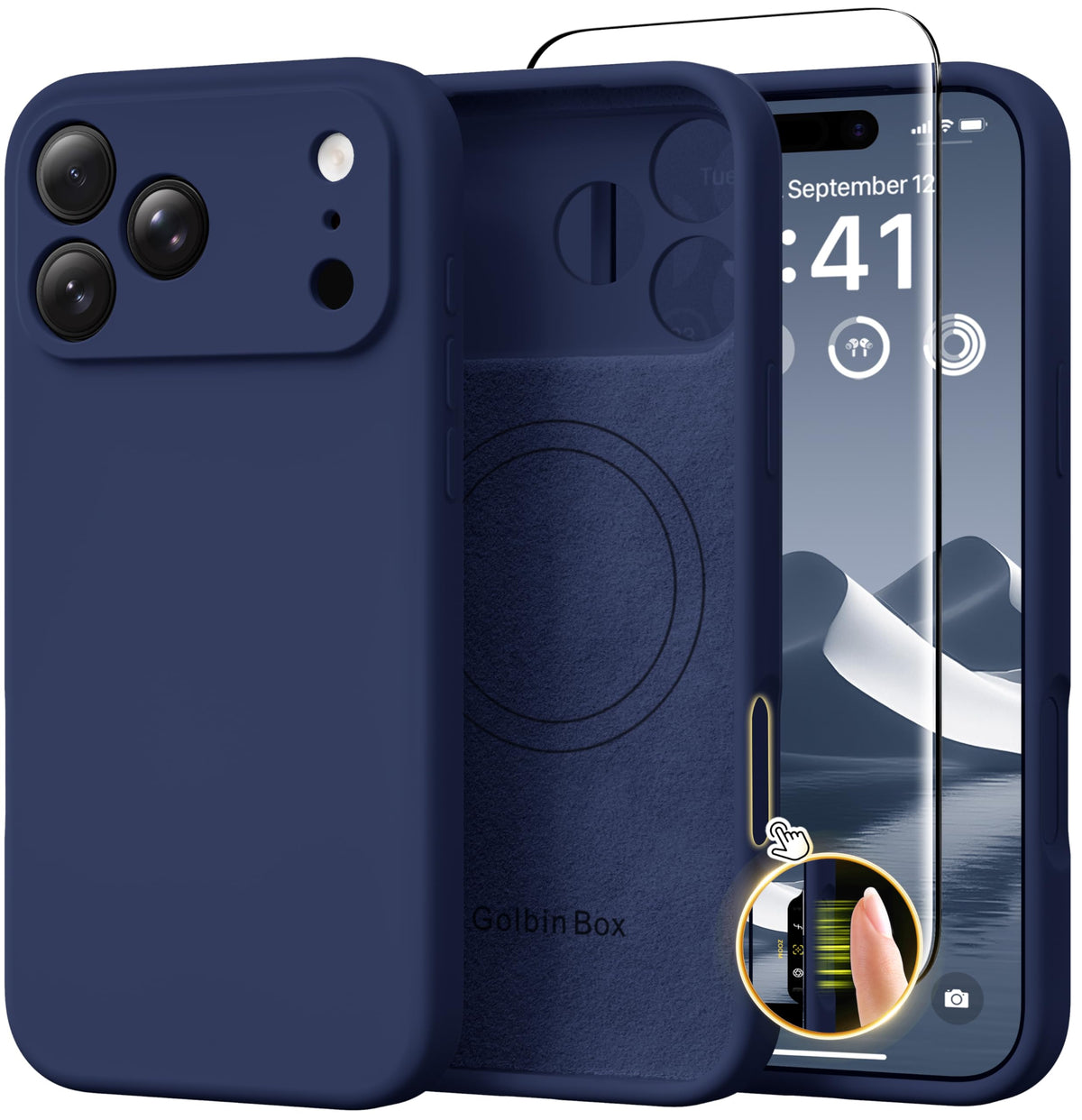 GolbinBox Magnetic for iPhone 17e/16e Case, Silicone Cover, Midnight Blue