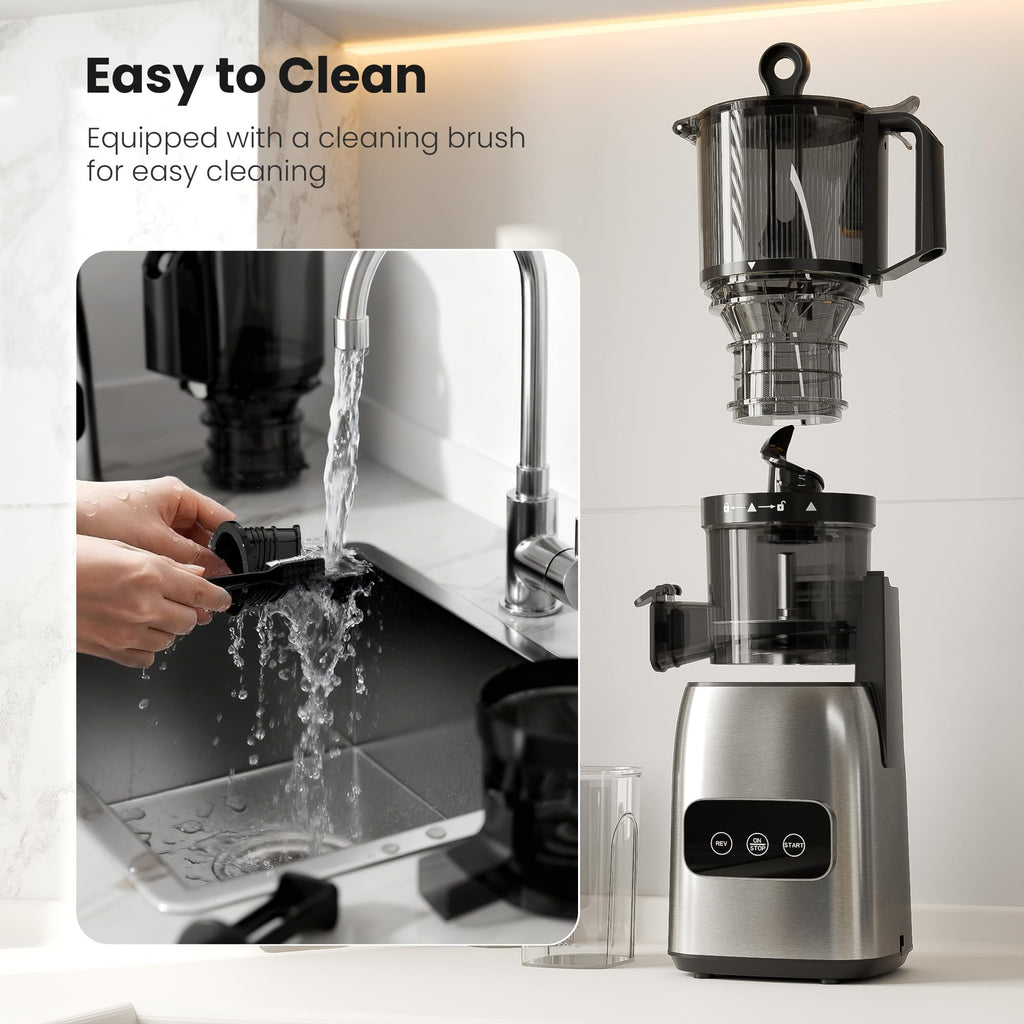 Kismile Cold Press Juicer, 5.6" Wide Chute Juicer Machine, Stainless Steel