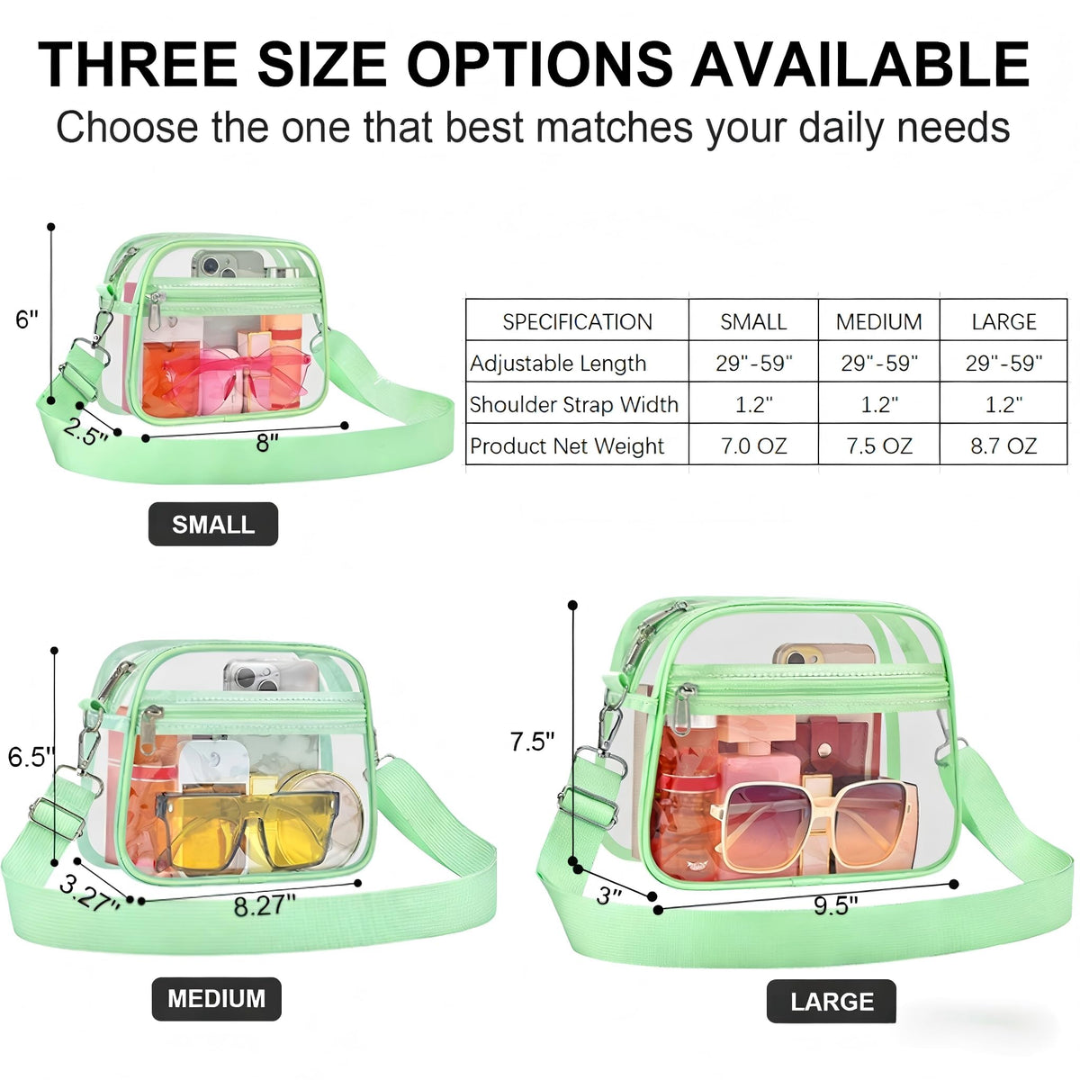 USPECLARE Clear Bag for Stadium Events Clear Sports Fan Handbags Purses