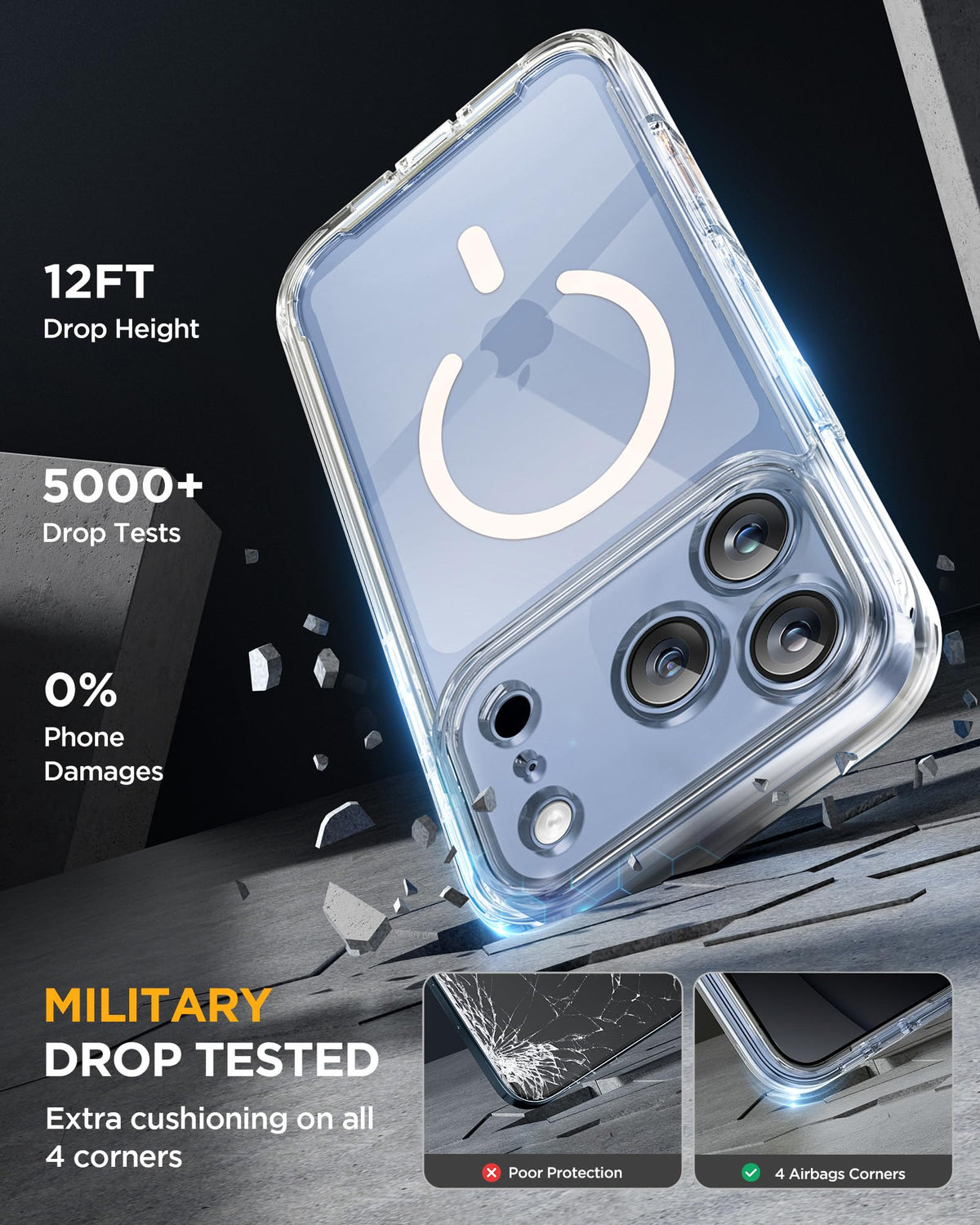 Miracase for iPhone 15 Pro Case 6.1'',with Private Screen Protector,Black