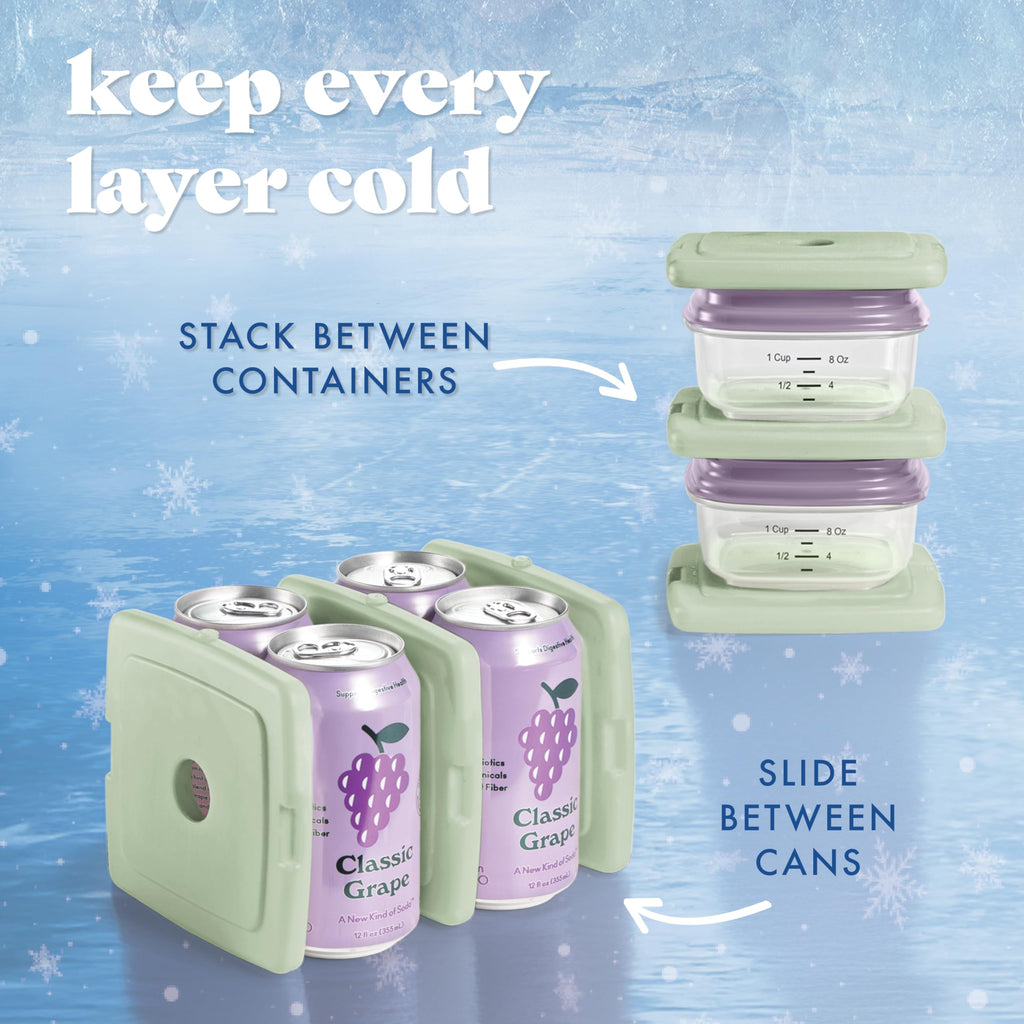 Cool Coolers by Fit & Fresh Slim Ice Packs, Quick Freeze Reusable Ice Packs for Lunch Boxes & Coolers, Long-Lasting, Space Saving Lunch Ice Packs, Blue, 4Pk