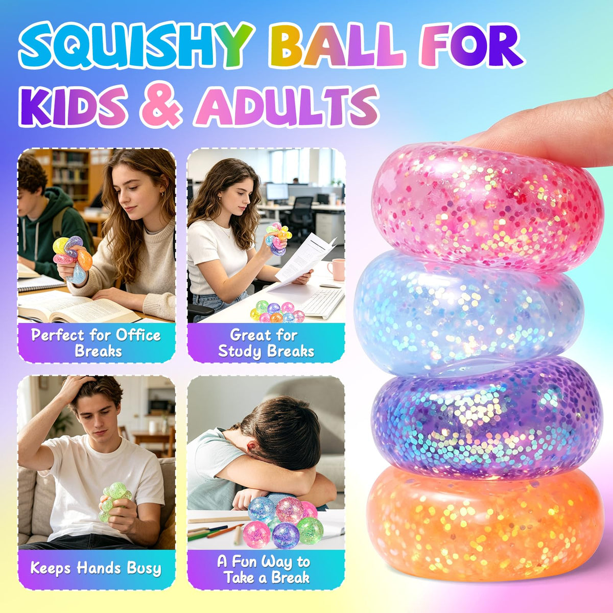 VESPRO 12Pack Fidget Toys Squishy ，Cute Bear Squeeze Ball