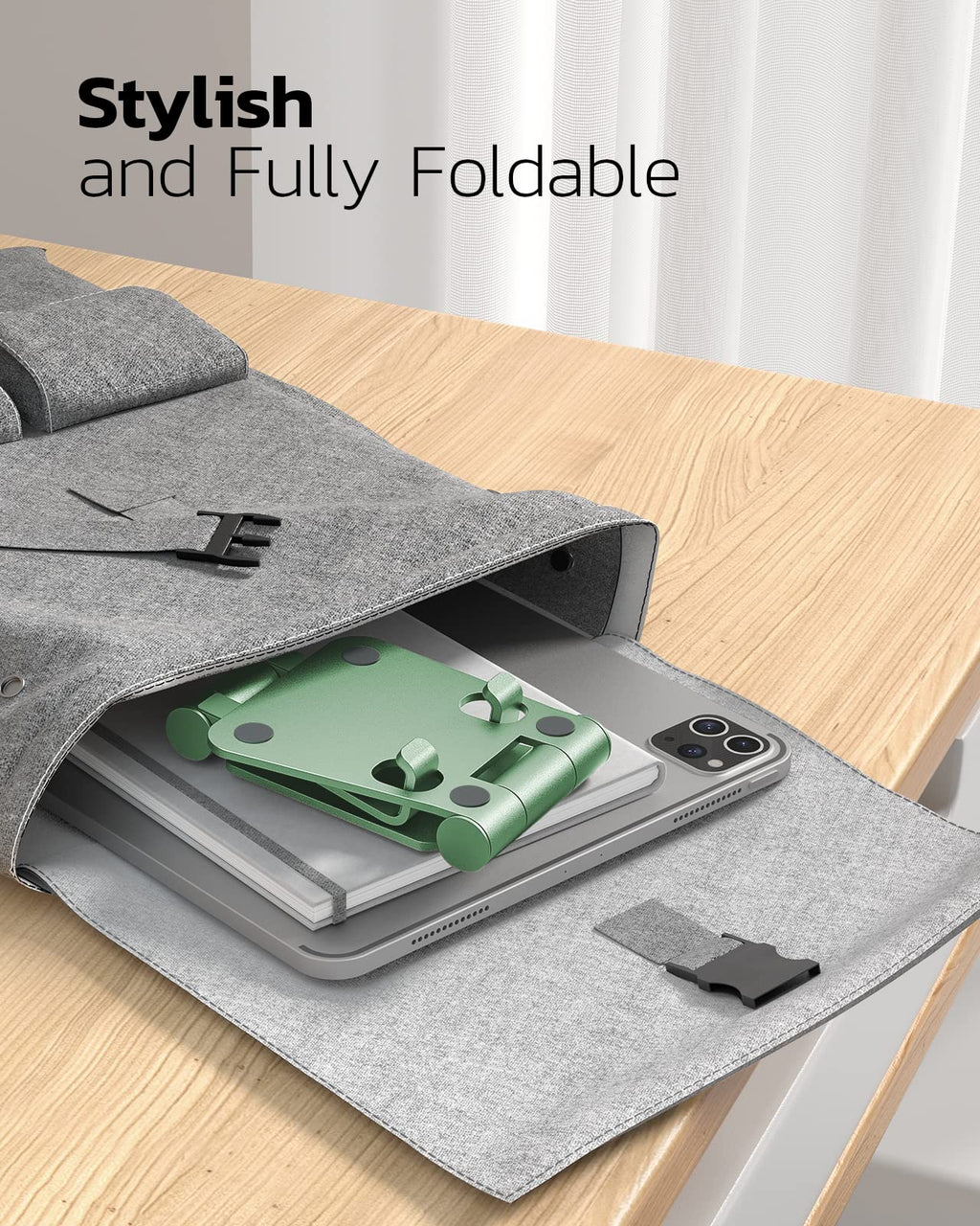 Nulaxy Full Aluminum Dual Folding Cell Phone Stand for Desk, Purple