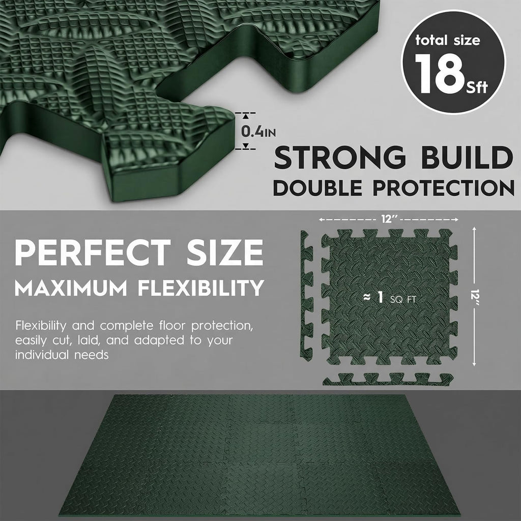 18 Pcs EVA Foam Floor Tiles, Puzzle Exercise Mat Set for Gym
