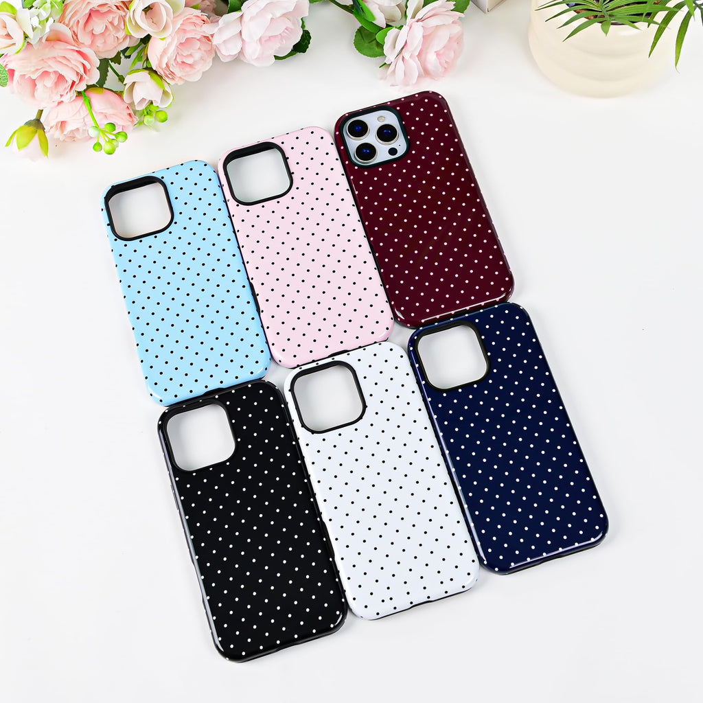 Polka Dot Pattern Phone Case for iPhone 16 Pro Max 6.9", Navy