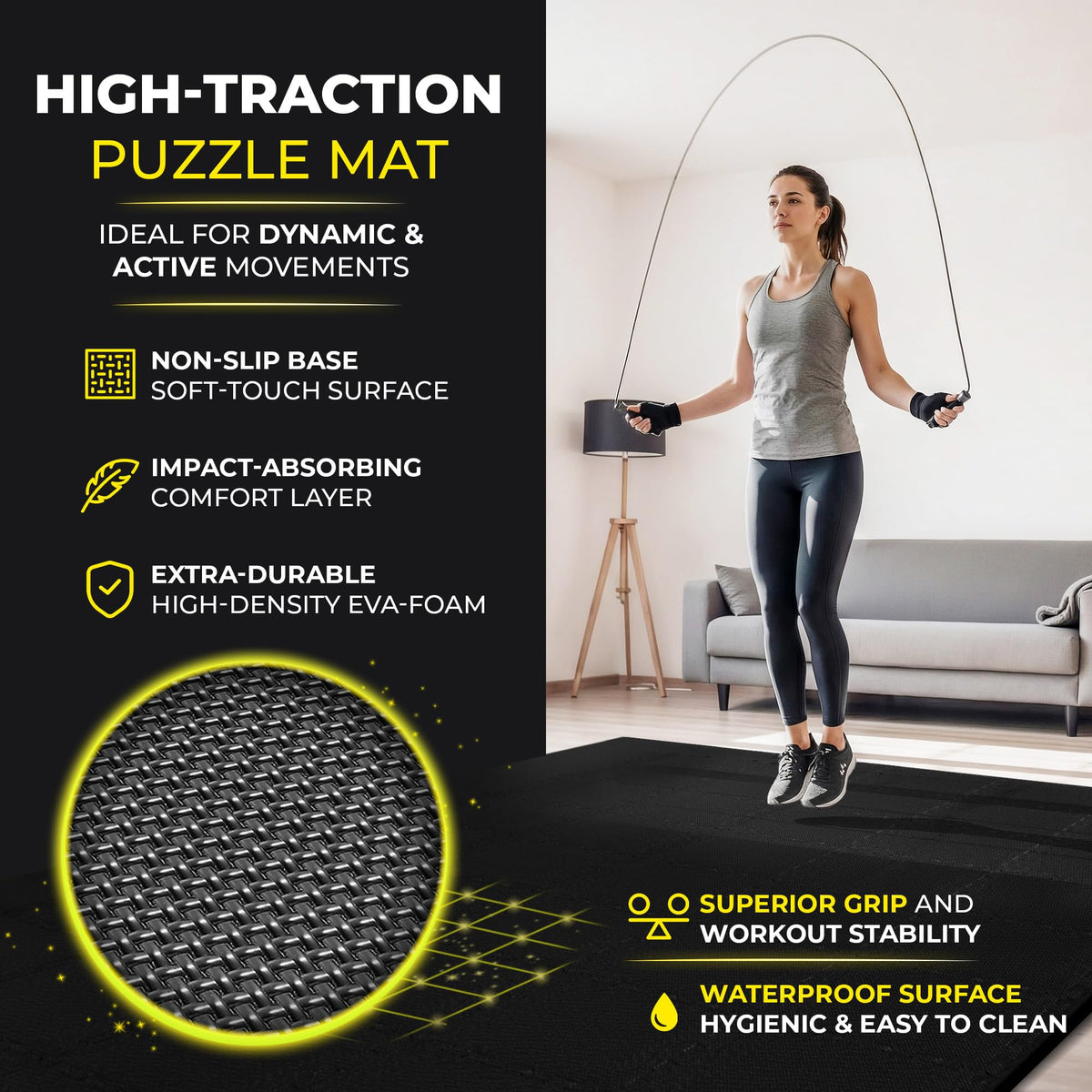 bemaxx Gym Mats Set - EVA Interlocking Foam Floor Tiles Workout Mat Puzzle