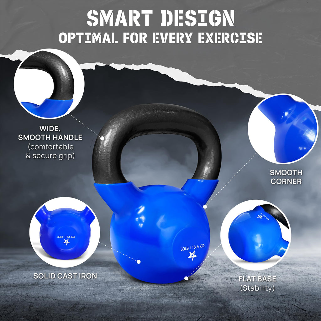 Yes4All Vinyl Kettlebell, 5–100 Lb Strength Training Kettlebell