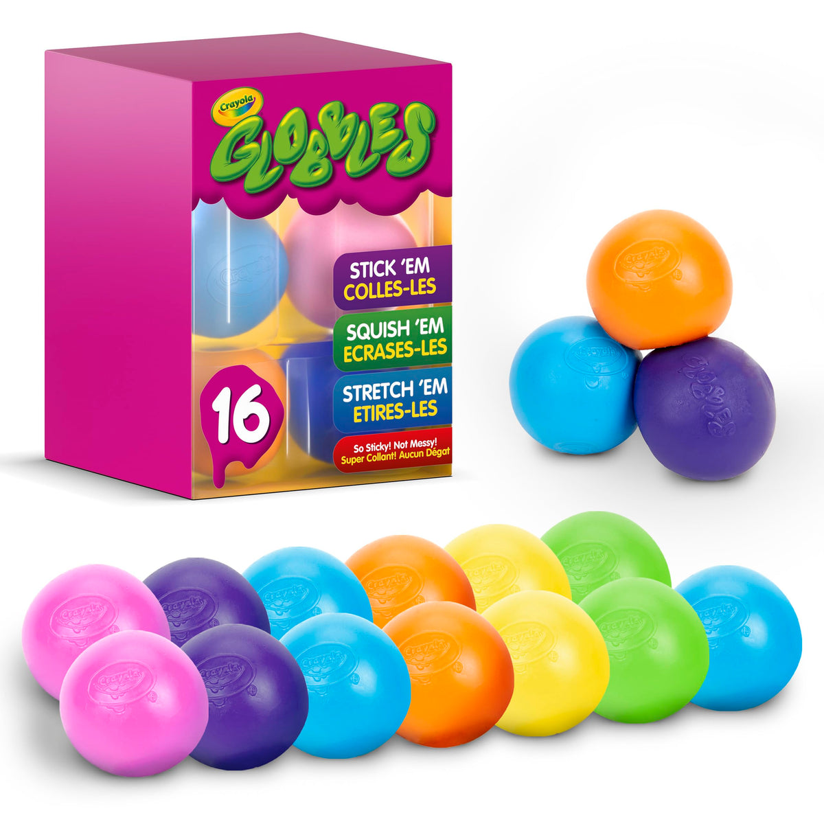 Crayola Globbles Fidget Toy (6ct), Sticky Stress Ball for Adults & Kids, Squishy Balls, Calming Sensory Gifts for Stress Relief