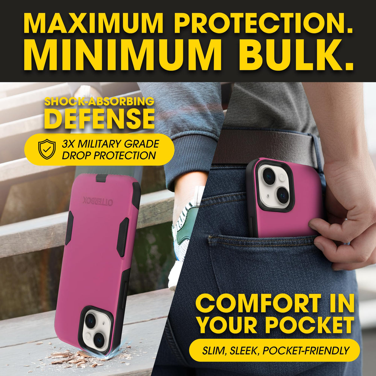 OtterBox iPhone 14, 13 – Commuter Series Slim Case - Pink