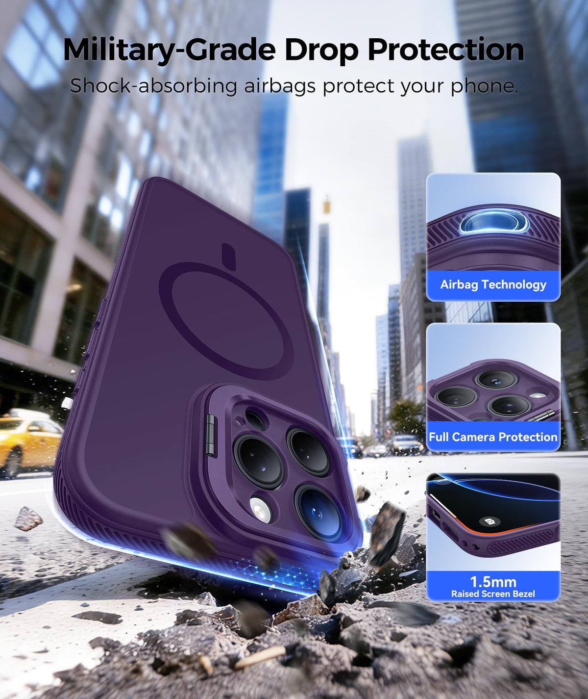 FNTCASE for Samsung Galaxy Z Fold 7 Case with 360 Spin Magnetic Stand Black