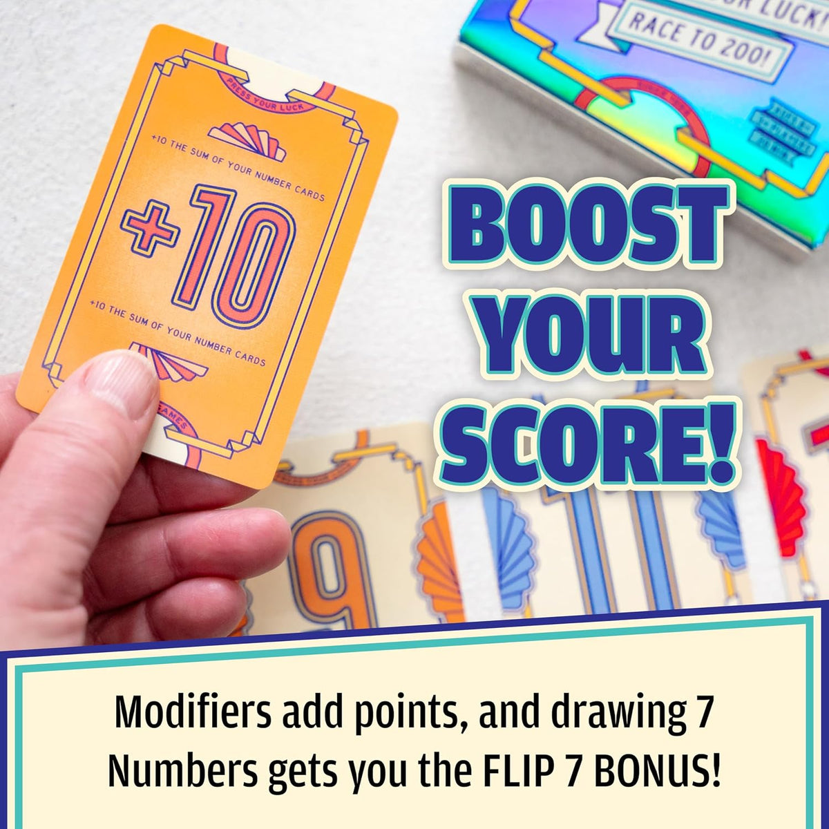 USAOPOLY Flip 7 Card Game, The Ultimate Blend of Press Your Luck Strategy