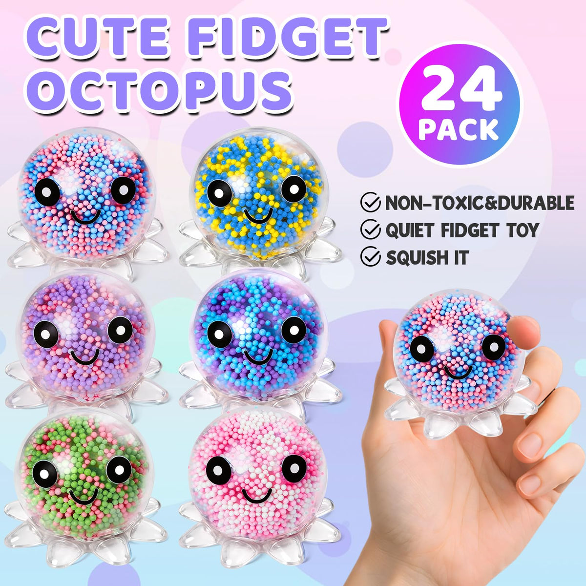 VESPRO 12Pack Fidget Toys Squishy ，Cute Bear Squeeze Ball