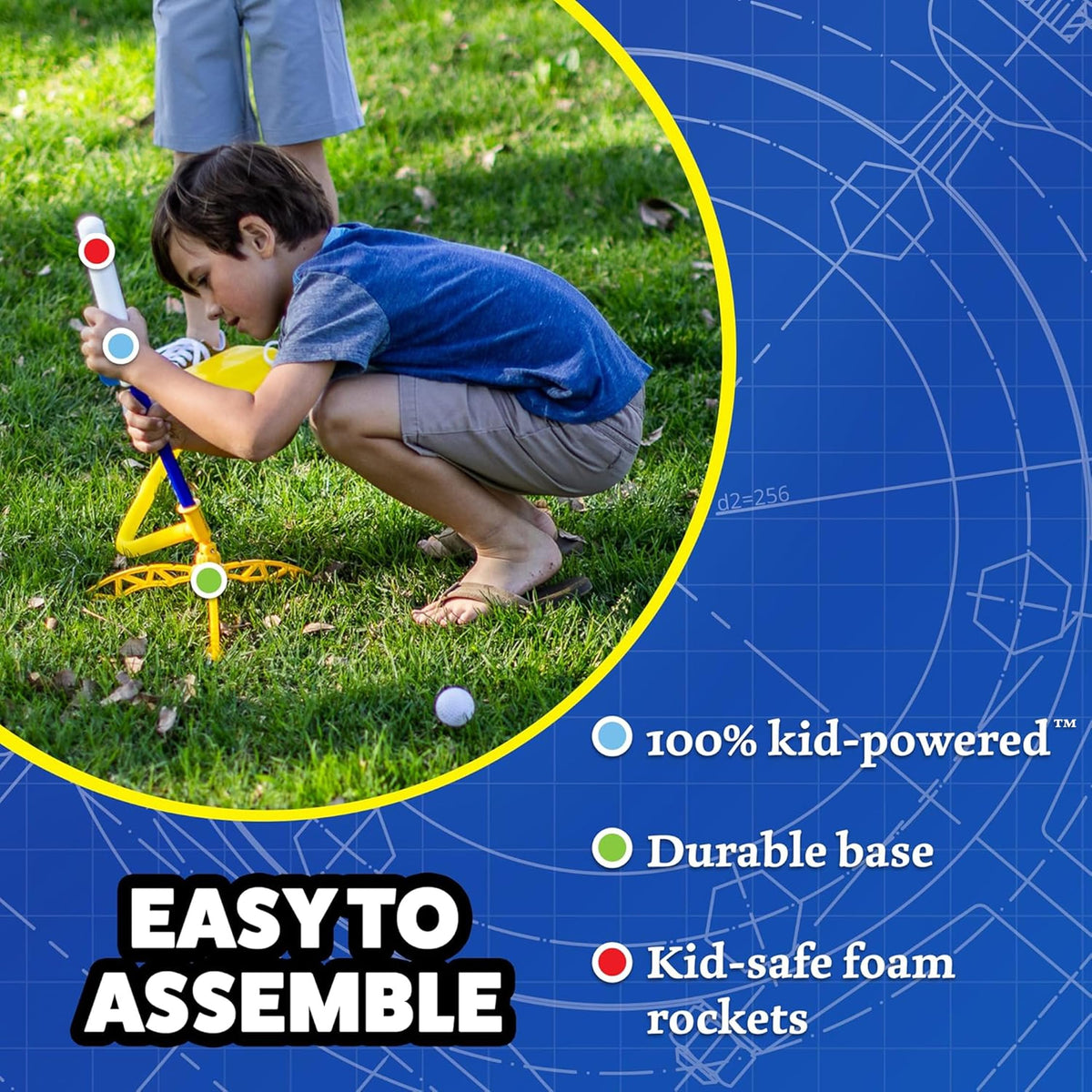 Stomp Rocket Jr Multi-Color Rocket Launcher for Kids, 8 Rockets