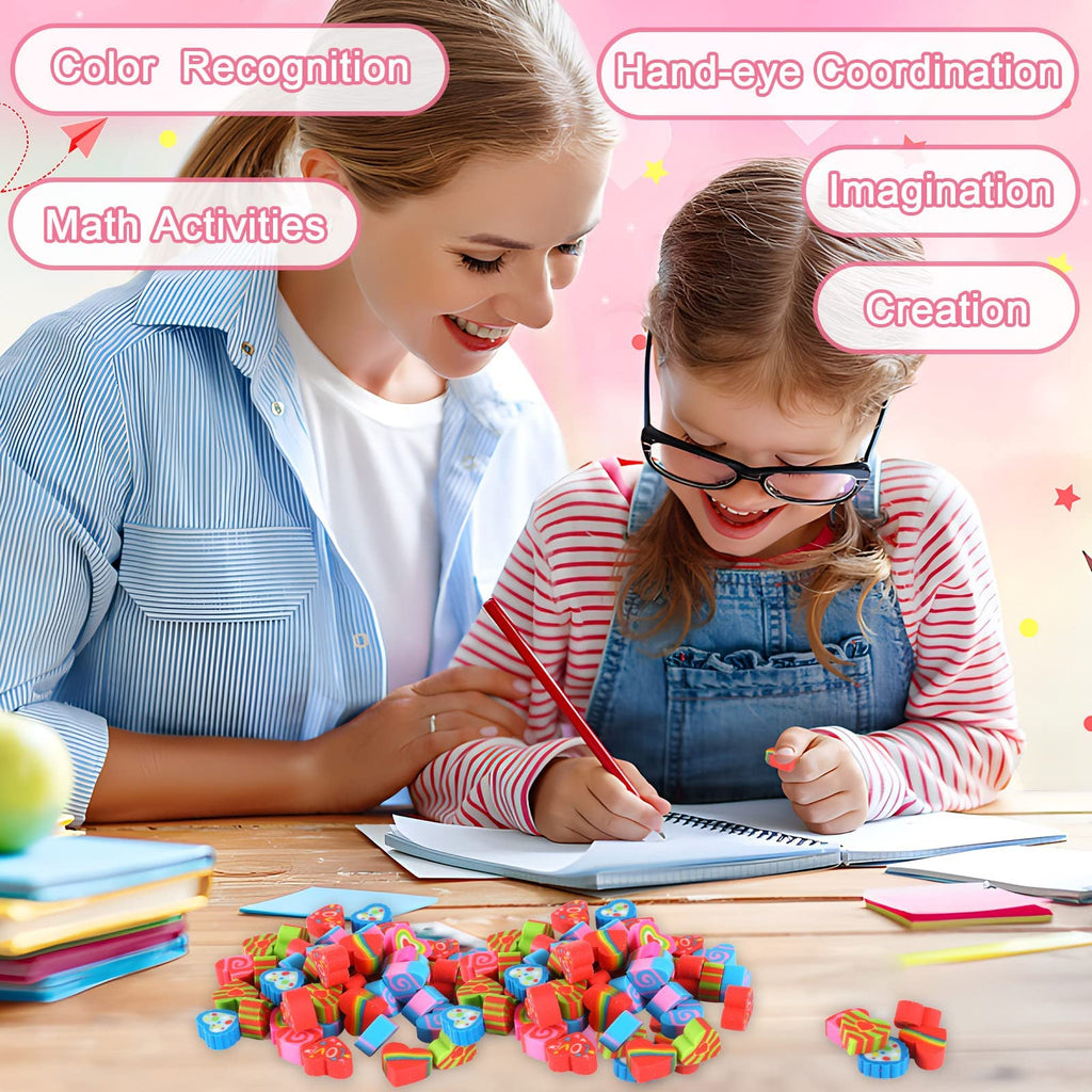 JUNEBRUSHS 150Pcs Fall Mini Erasers, Cute Thanksgiving Erasers Bulk