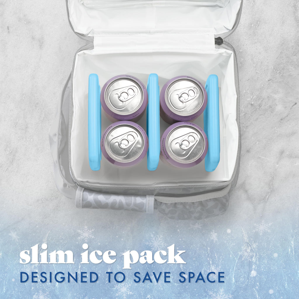 Cool Coolers by Fit & Fresh Slim Ice Packs, Quick Freeze Reusable Ice Packs for Lunch Boxes & Coolers, Long-Lasting, Space Saving Lunch Ice Packs, Blue, 4Pk