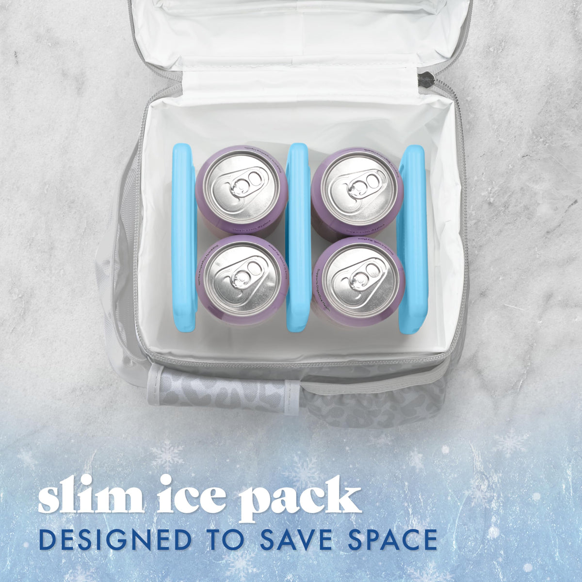 Cool Coolers by Fit & Fresh Slim Ice Packs, Quick Freeze Reusable Ice Packs for Lunch Boxes & Coolers, Long-Lasting, Space Saving Lunch Ice Packs, Blue, 4Pk