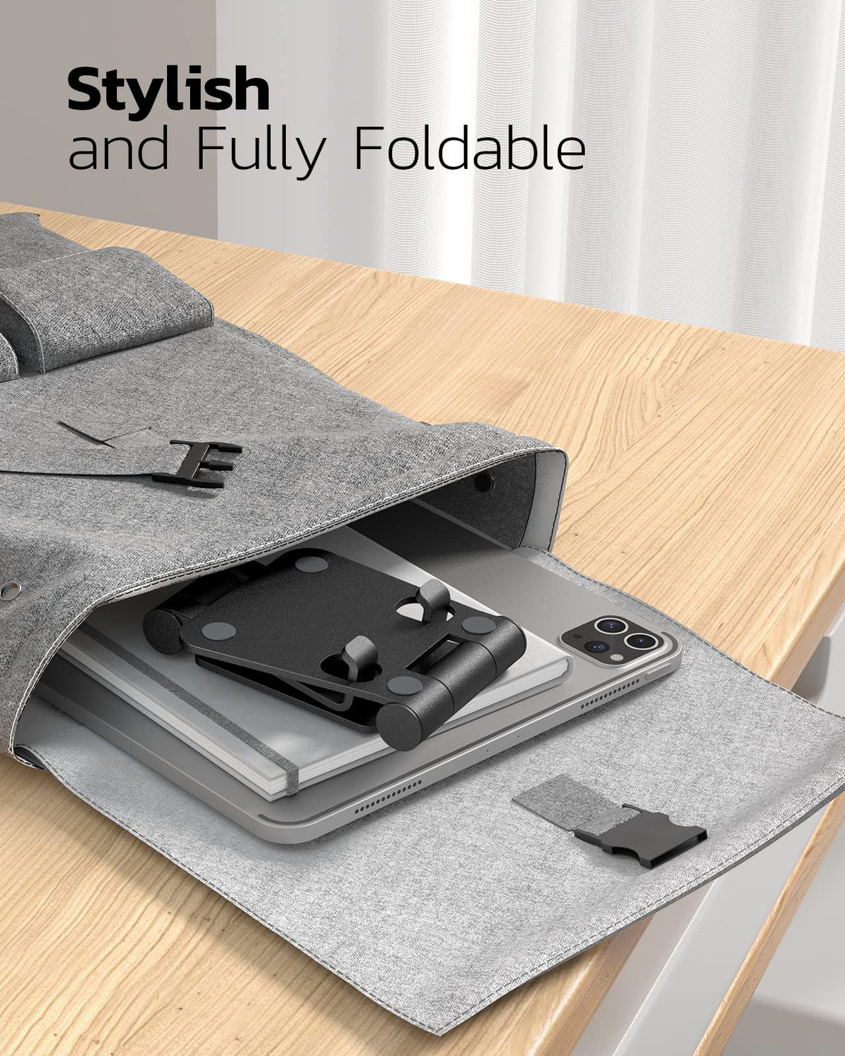 Nulaxy Full Aluminum Dual Folding Cell Phone Stand for Desk, Purple