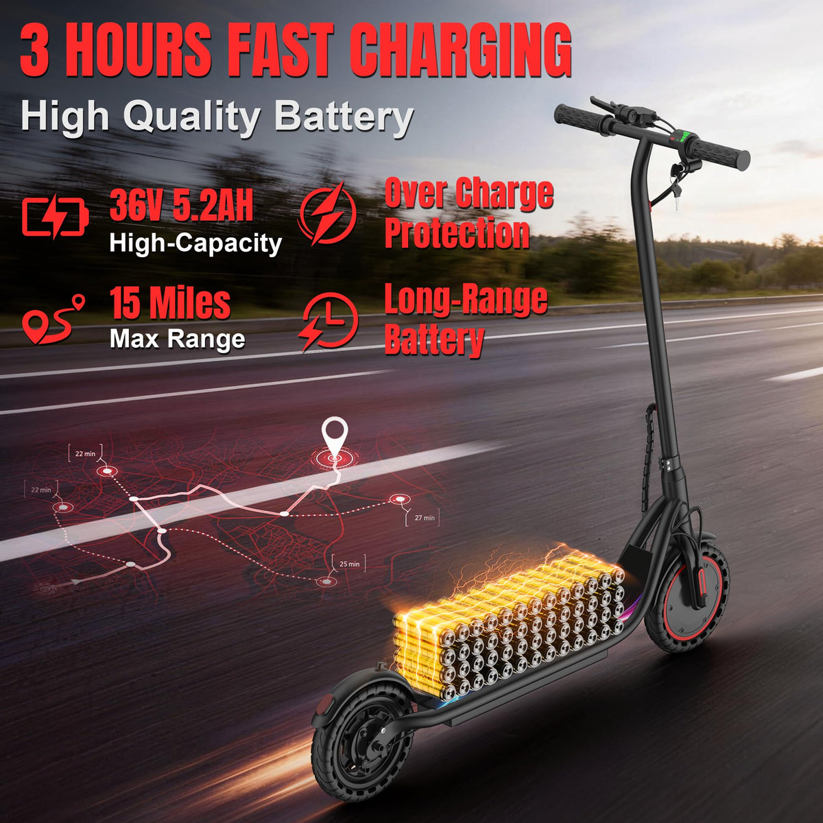 VOLPAM Electric Scooter, 350W/500W Motor, 21/28/40 Miles Long Range
