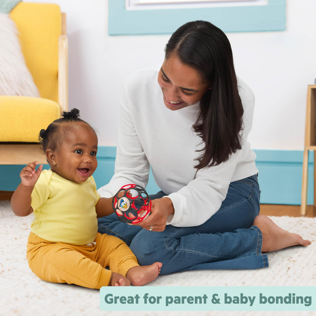 Bright Starts Oball Easy Grasp Classic Ball BPA-Free Infant Toy in Red, Yellow, Green, Blue, Age Newborn and up, 4 Inches