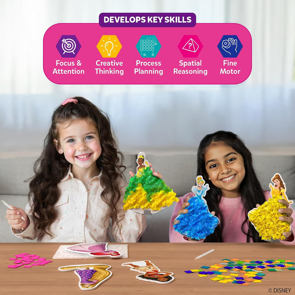 Skillmatics Poke-in Art – Disney Princesses, Wood Craft Kit, Gift for Kids