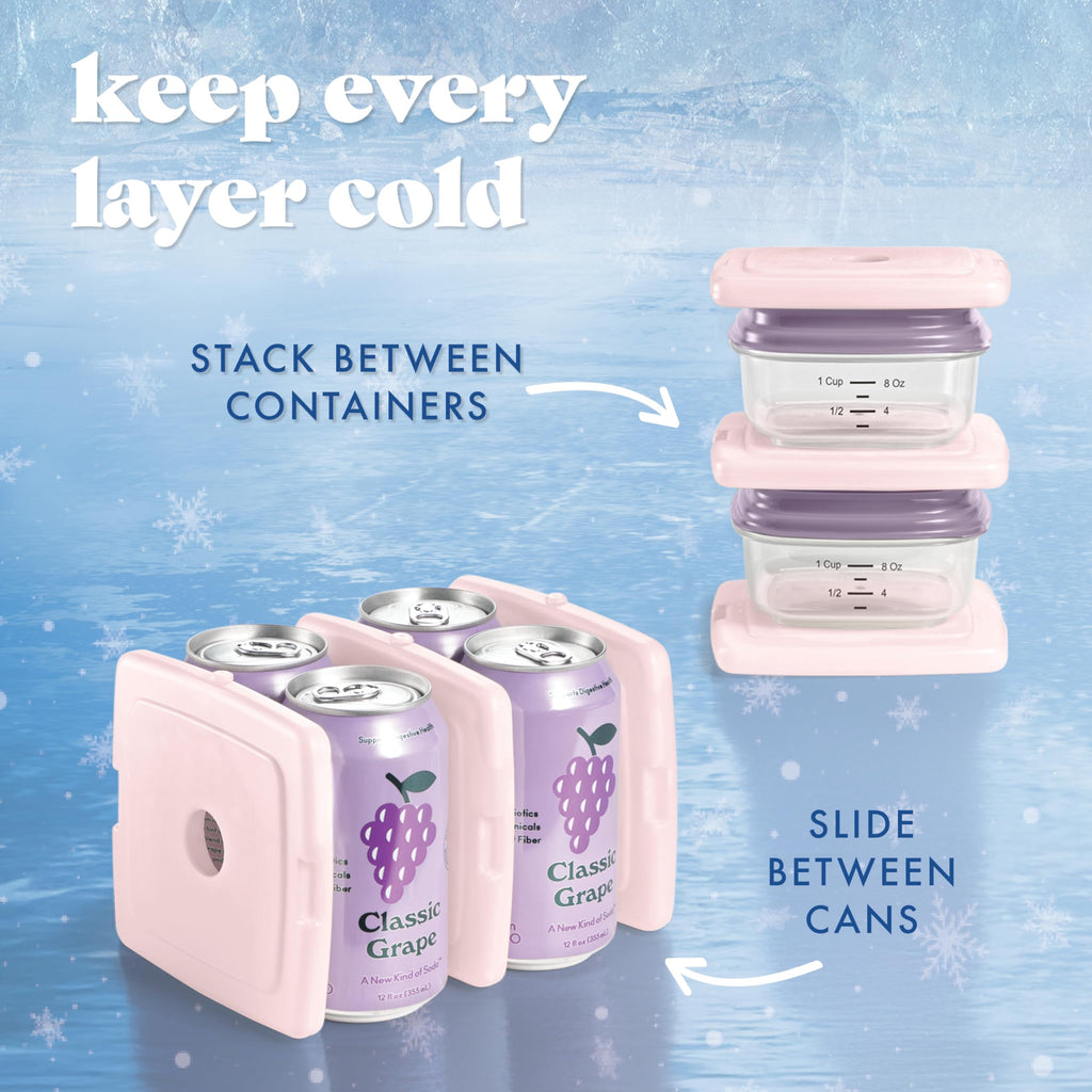 Cool Coolers by Fit & Fresh Slim Ice Packs, Quick Freeze Reusable Ice Packs for Lunch Boxes & Coolers, Long-Lasting, Space Saving Lunch Ice Packs, Blue, 4Pk