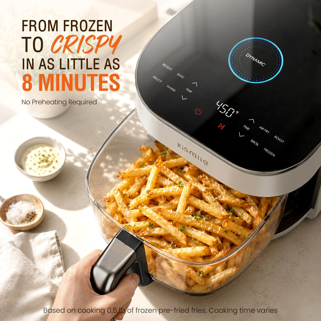 Kismile AeroLucen 5 QT Glass Air Fryer, No Preheat, 8-in-1, 450°F