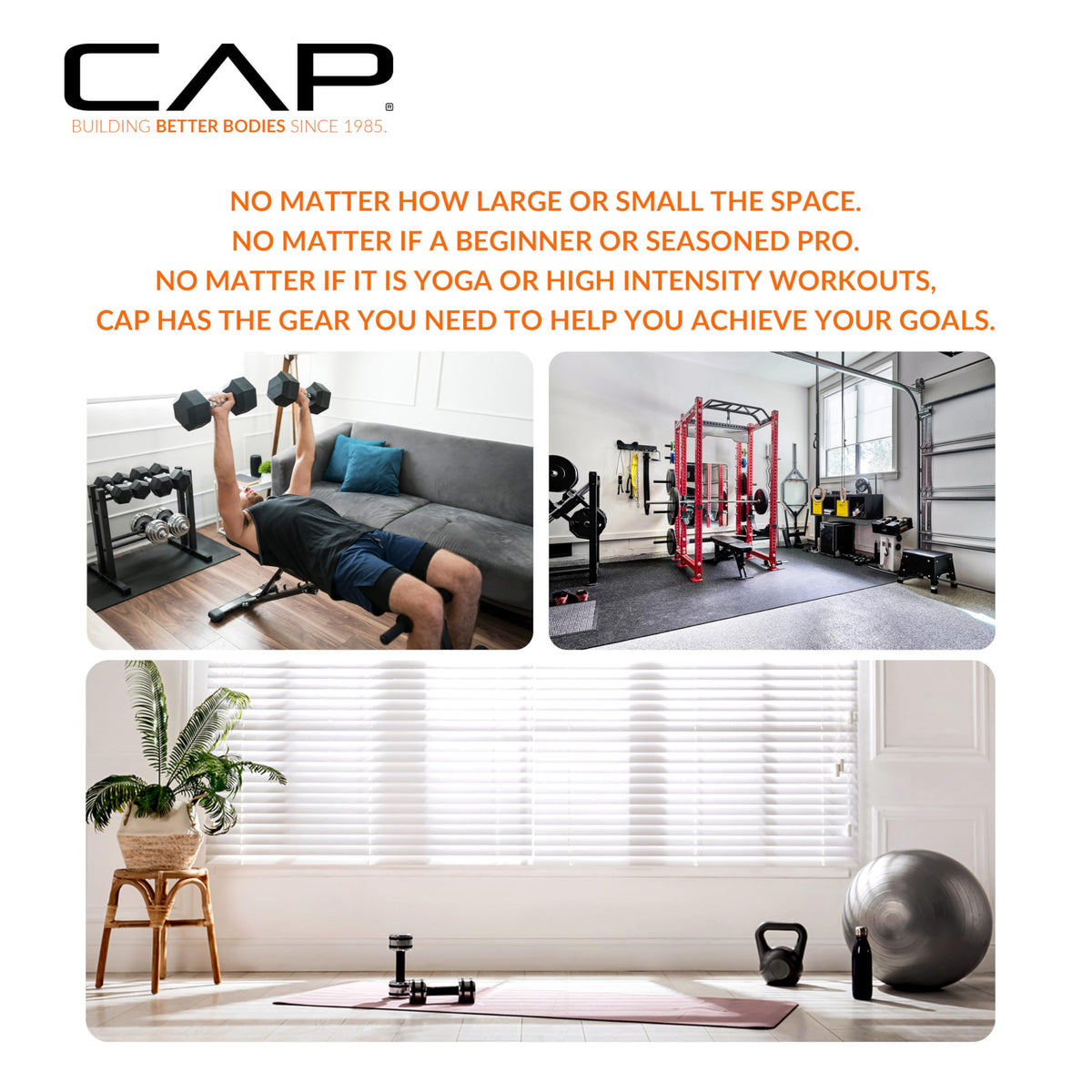 CAP Neoprene Dumbbell Pairs & Sets, Non-Slip Grip, Hex Design
