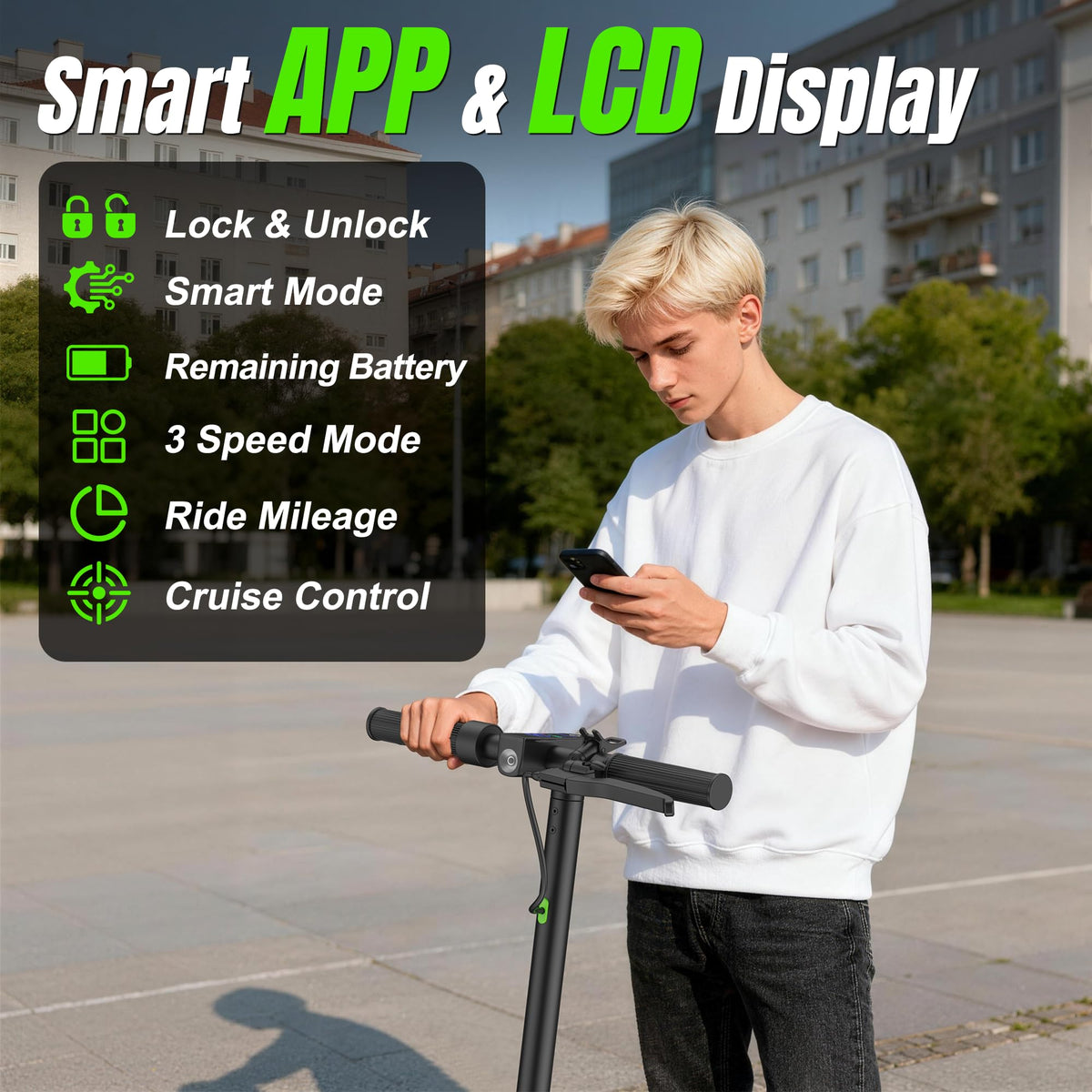 VOLPAM Electric Scooter, 350W/500W Motor, 21/28/40 Miles Long Range