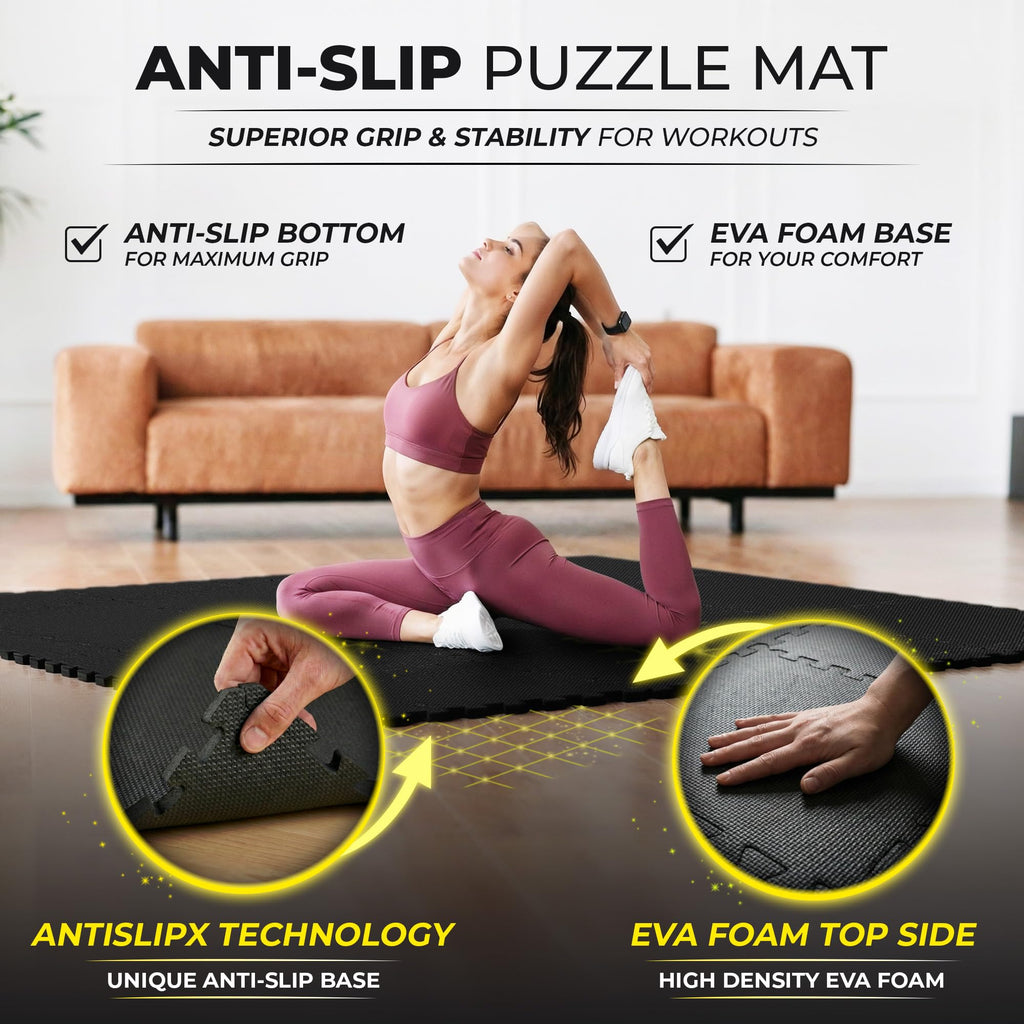 bemaxx Gym Mats Set - EVA Interlocking Foam Floor Tiles Workout Mat Puzzle