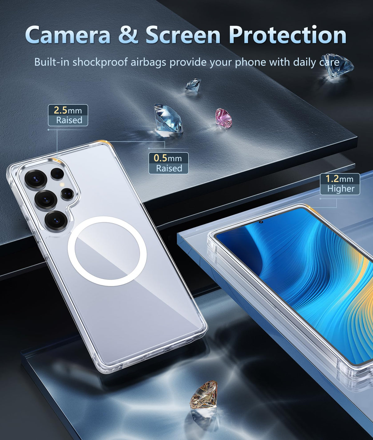 FNTCASE for iPhone 18 Pro Case/17 Pro Case Clear with Screen Protector