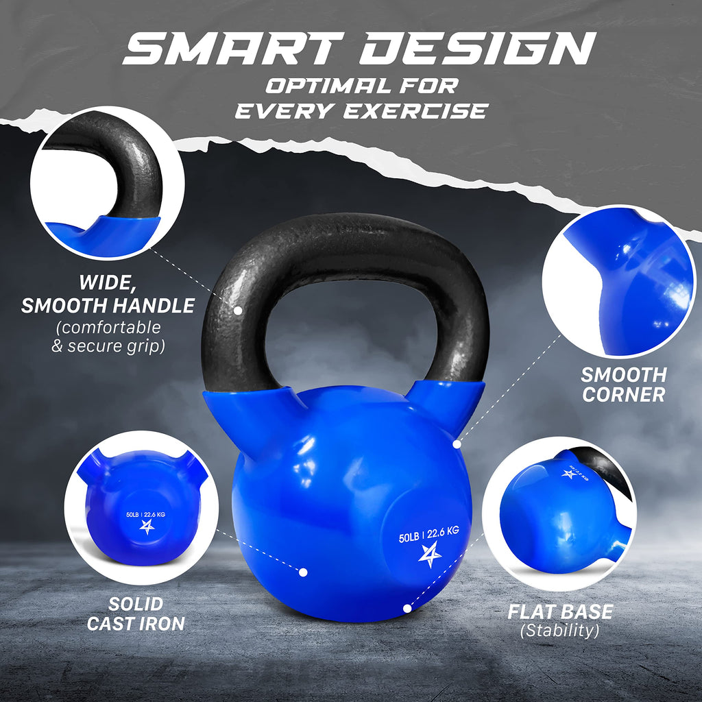 Yes4All Vinyl Kettlebell, 5–100 Lb Strength Training Kettlebell