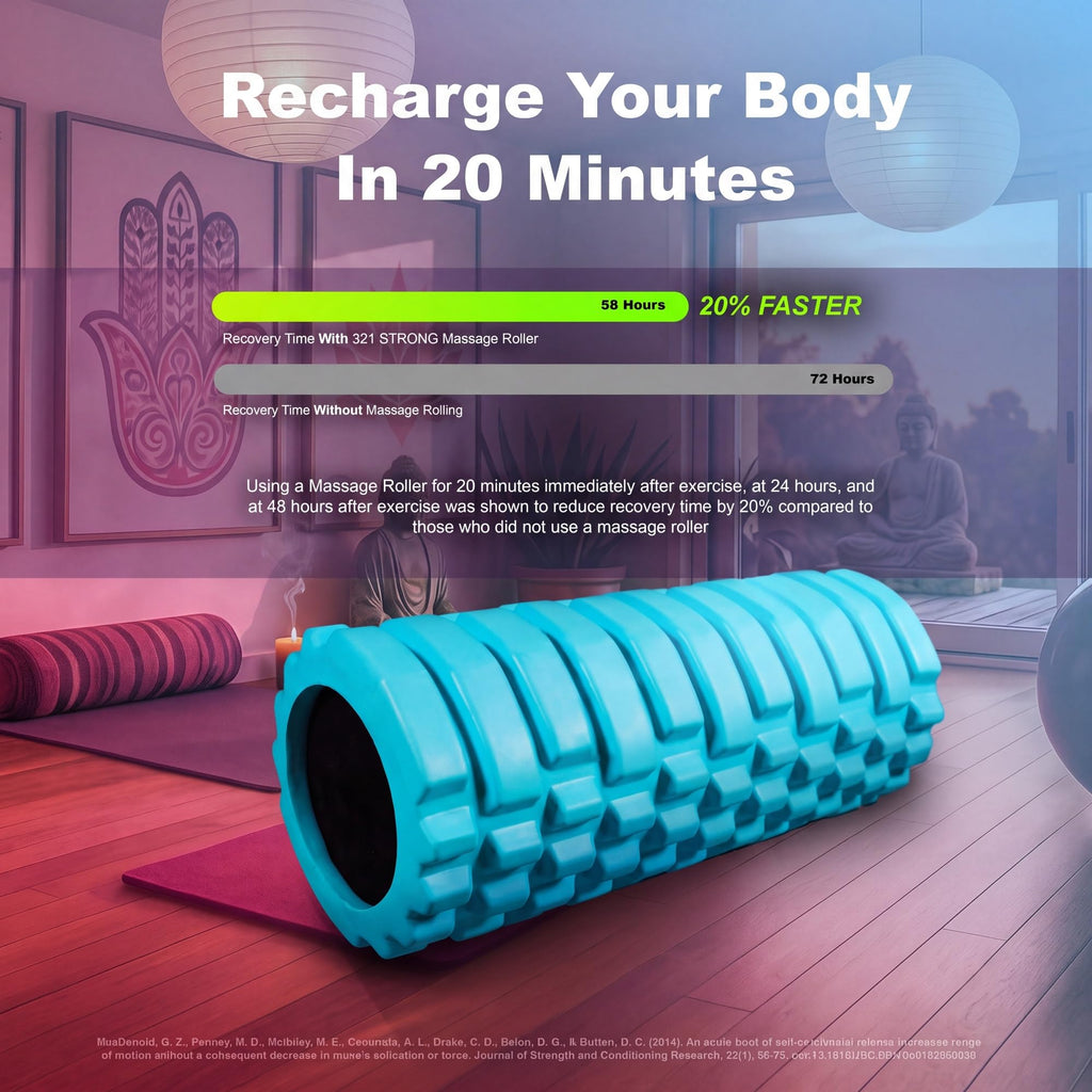 321 STRONG Patented 3-Zone Massage Roller, Medium Density for Exercise