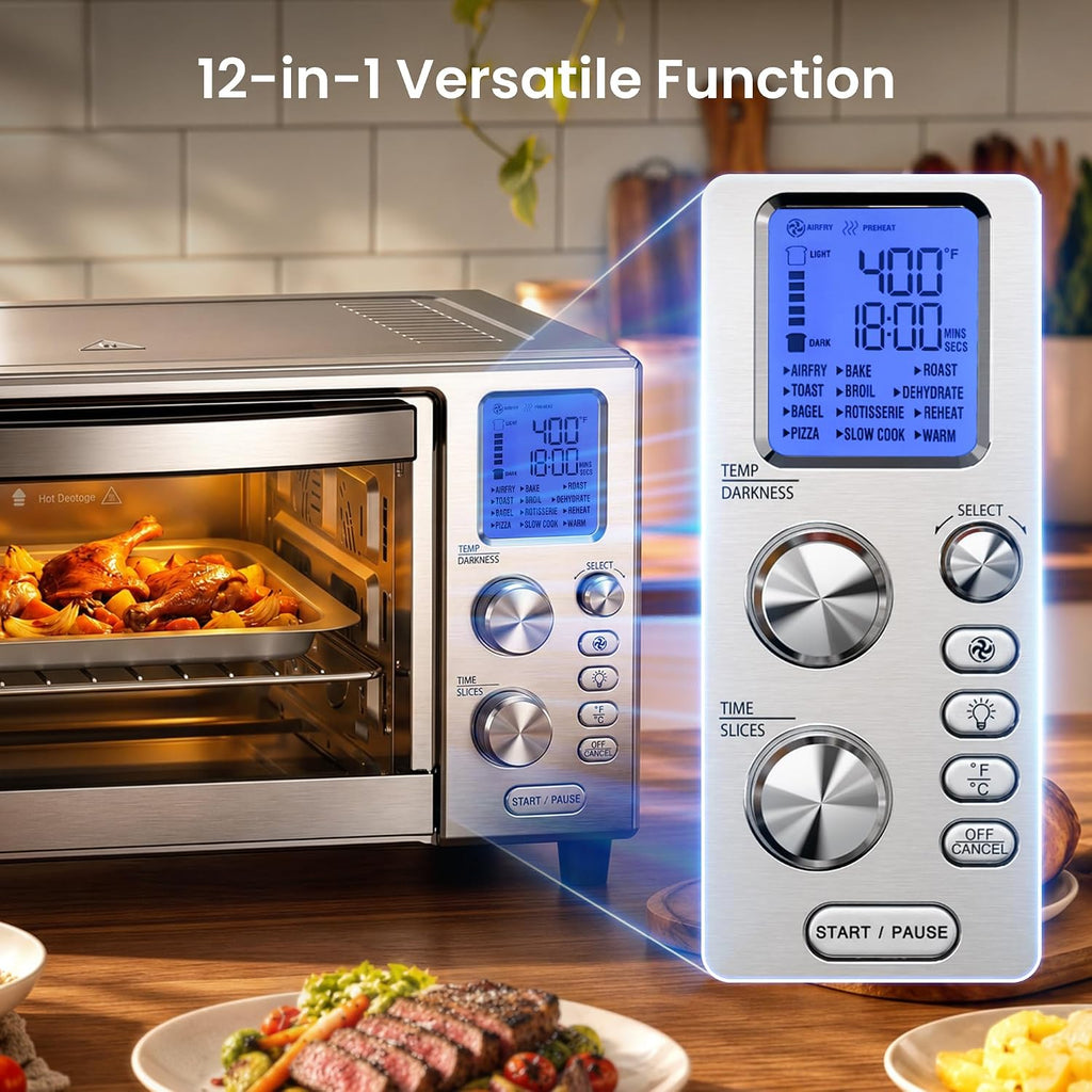 Kismile 12-in-1 Air Fryer Toaster Oven Combo, 23QT Convection Oven