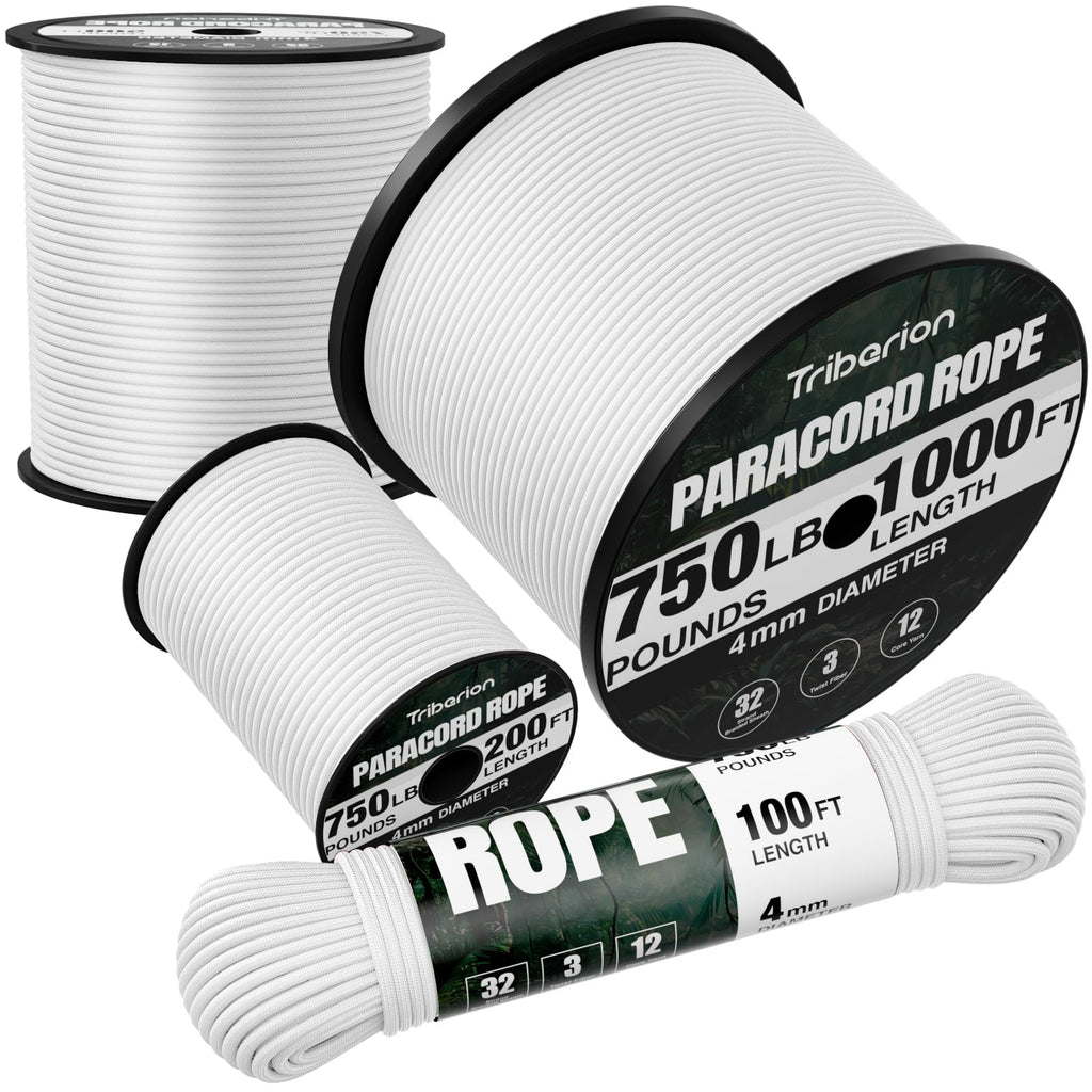 Paracord Rope 750 lb - 50ft 5/32" Parachute Cord 4MM 12-Strand para Cord - Heavy Duty Spool String for Survival,Camping Gear, Survival Bracelet, Clothesline - Black