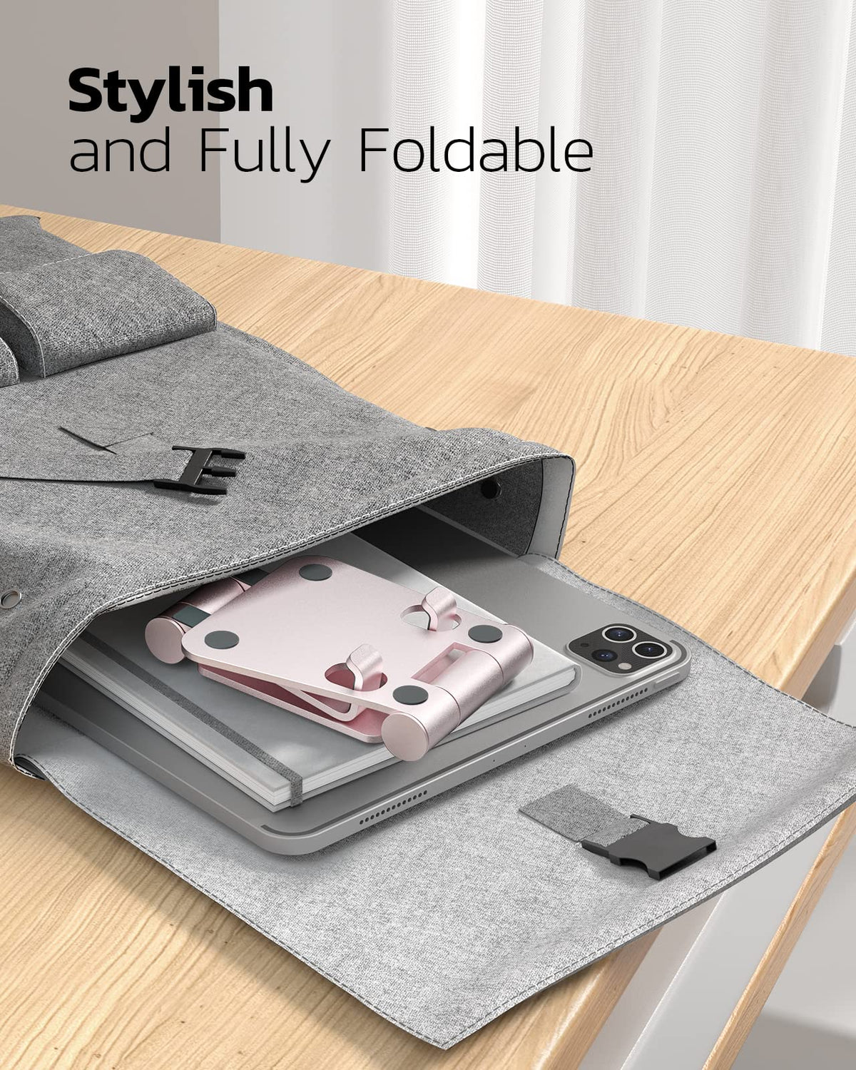 Nulaxy Full Aluminum Dual Folding Cell Phone Stand for Desk, Purple
