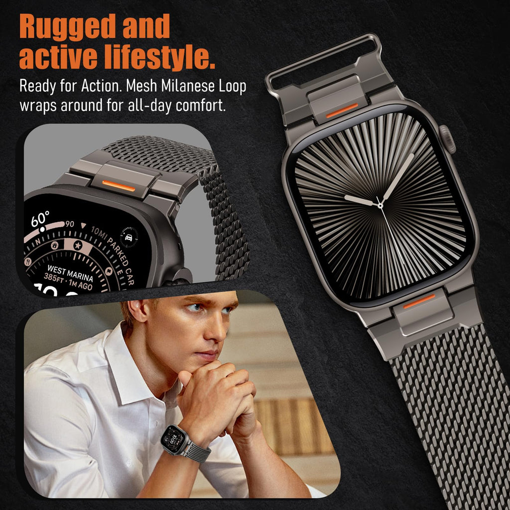 BXUXOHS Milanese Loop for Apple Watch Ultra 4/3/2 Band 49mm 44/45/46mm Men