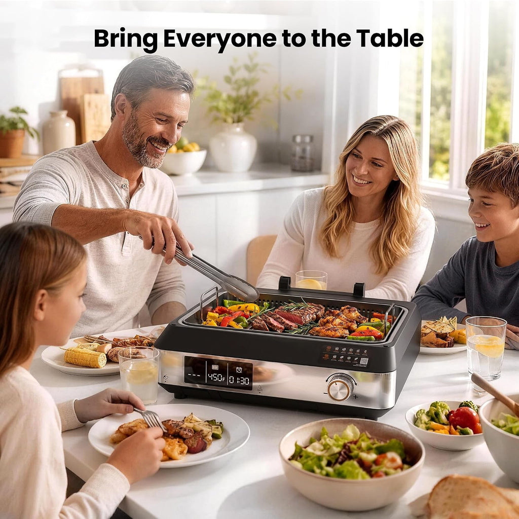 Kismile Smokeless Indoor Grill & Electric Griddle, 2-in-1 Countertop Grill