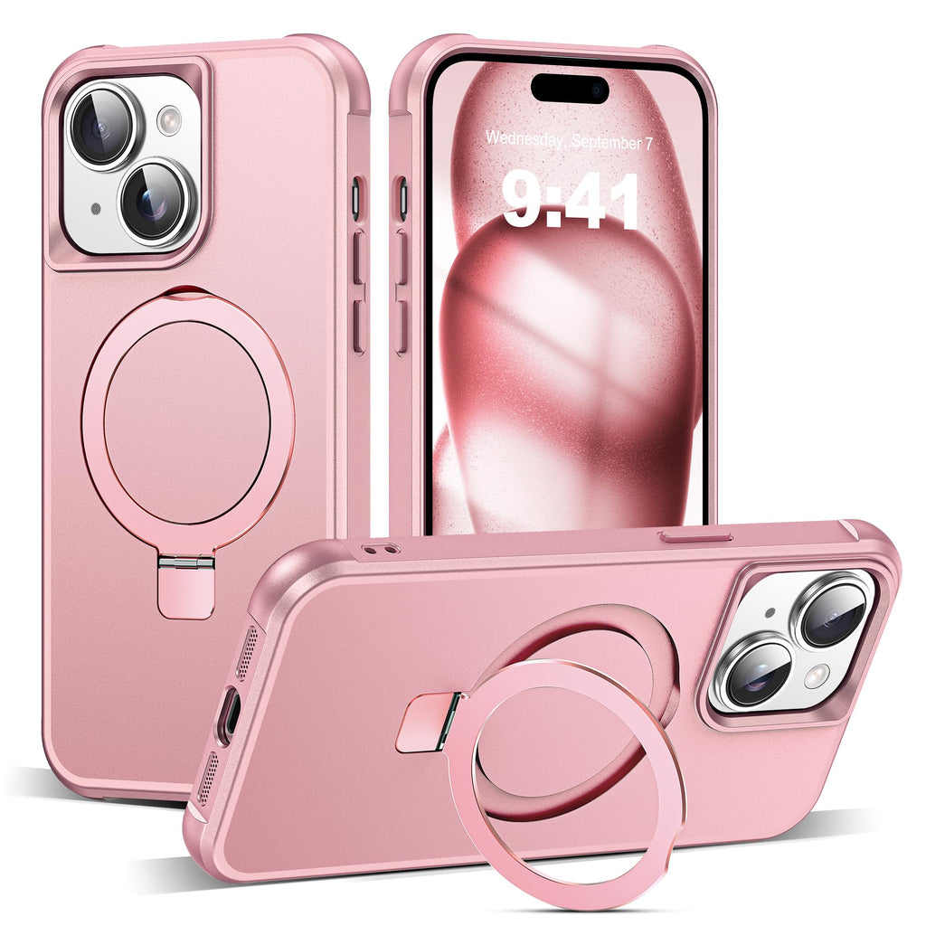 SKYLMW Compatible with iPhone 17 Case with Stand,Rose Gold