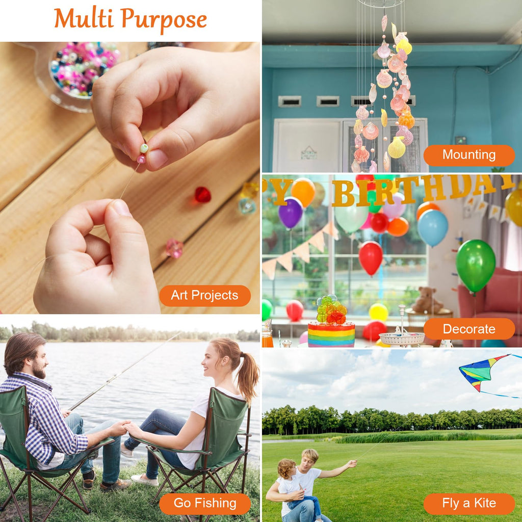 Fishing Line Wire, Clear Monofilament Fishing Line Wire, Nylon Clear Invisible String for Fishing and Hanging Balloons Garland Crafts Decorations WUINOID