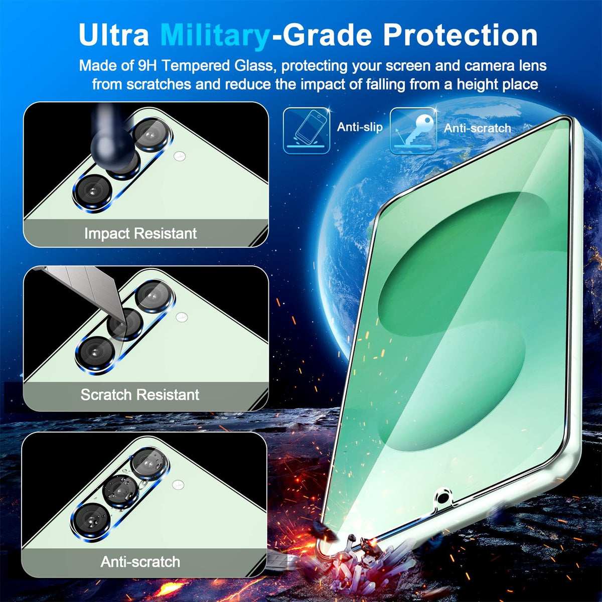 firtstnow 3 Pack for Samsung Galaxy S25 Ultra Screen Protector Tempered Glass + 3 Pack Camera Lens Protector, Military Grade Shatterproof, 9H Hardness, Fingerprint Unlock,Case Friendly 6.9 Inch