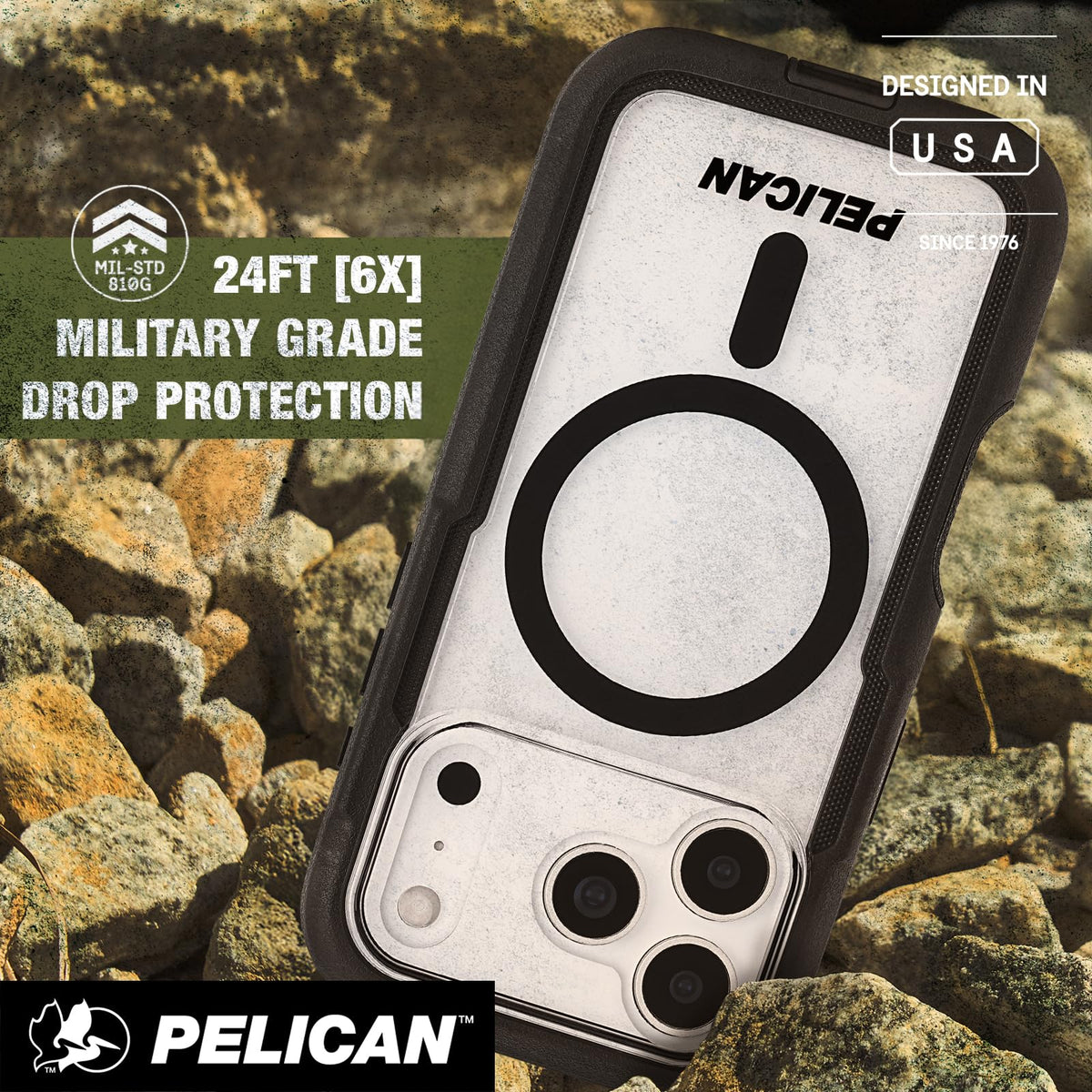 Pelican iPhone 17 Pro Case - MagSafe Phone Case -Ranger Frosted Clear/Black